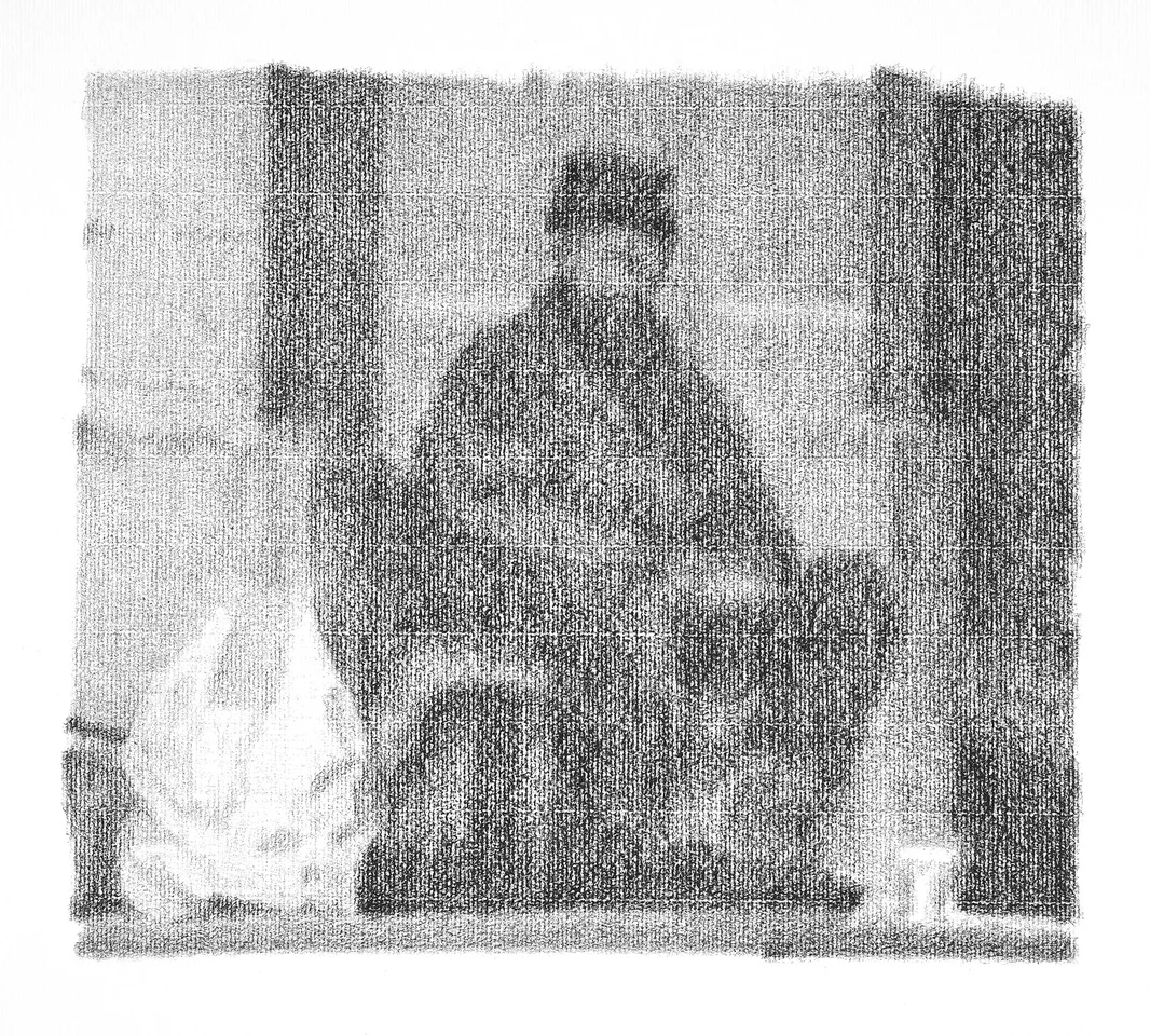 Bag, Cup and Man, Saint Sulpice (2013 - 24x28cm Conte on Arches MBM Ingres)
