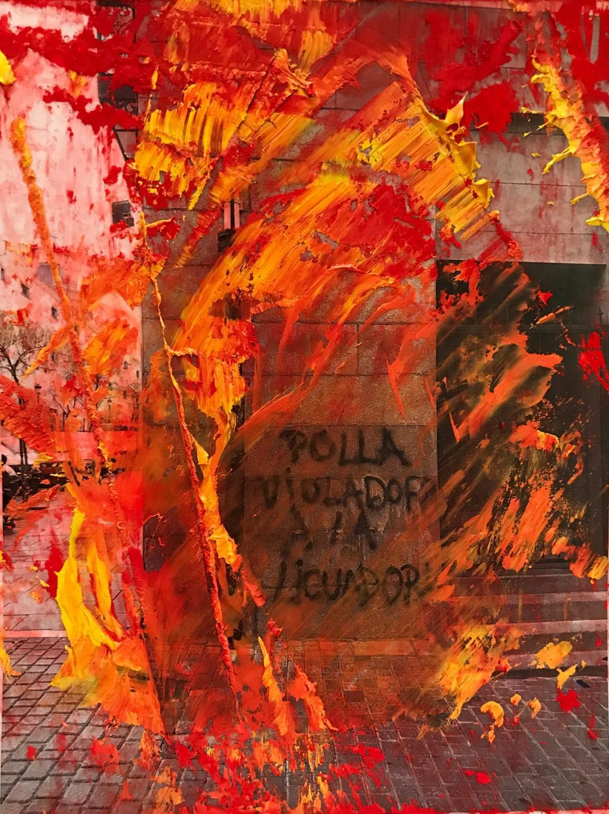 Untitled, Oil paint over printed photographs, Madrid, 2019.