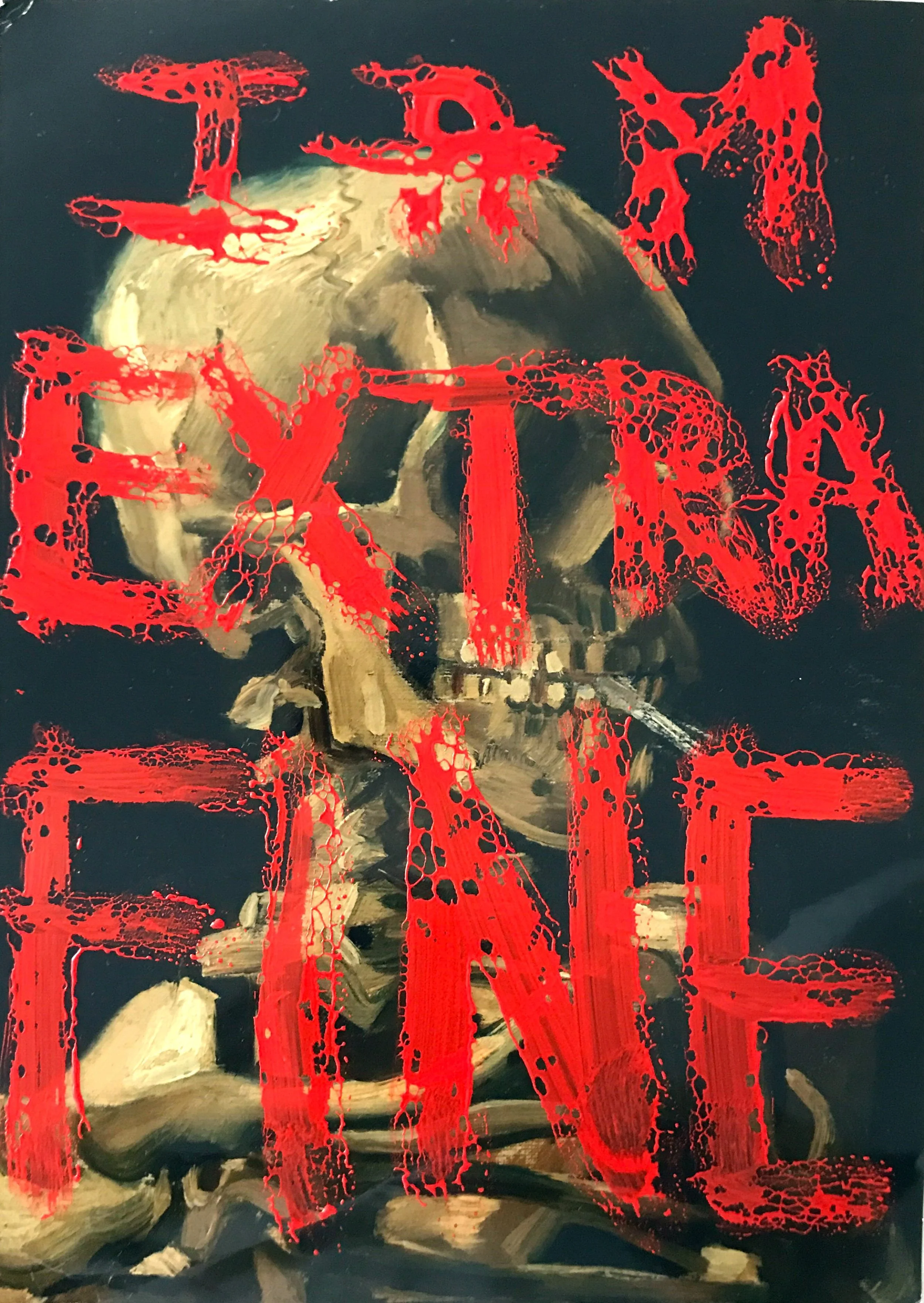 “I’m extra fine” Oil paint over ink-jet printed photograph, Amsterdam, 2019.