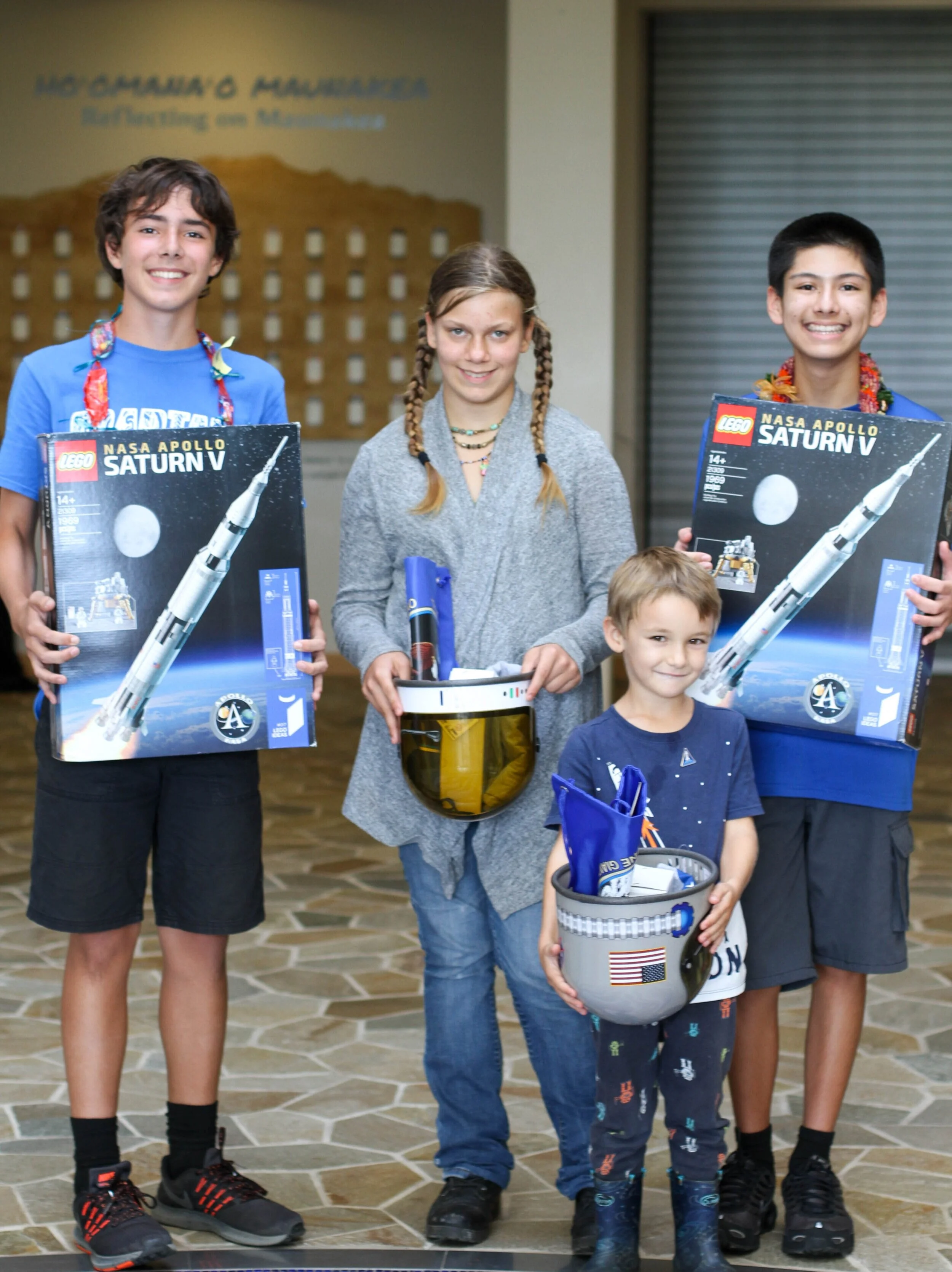 Left to Right: Back row: Louis Perry (Essay Contest Winner), Harley Hendricks (Drawing Contest Winner), Bransen Hatakenka (Essay Contest Winner) Front row: Jasper Grasper (Drawing Contest Winner)