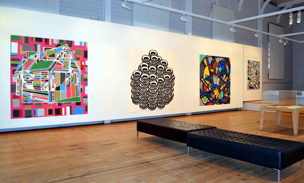  From left: -  Sequential Circuits ,  Inset ,  Collider II  and  Imaginary Landscape No 16.  