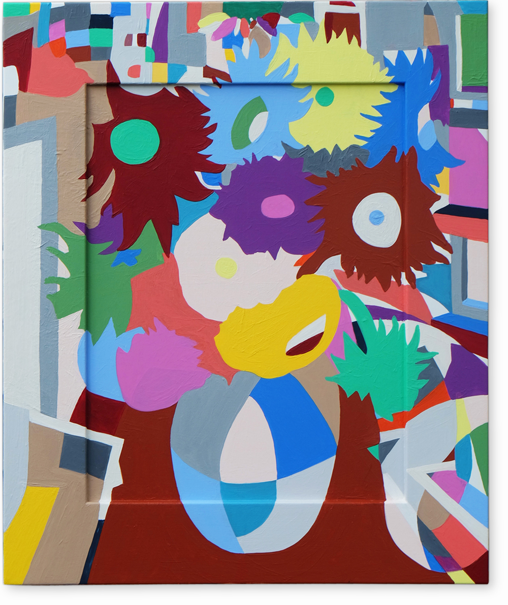   Still Life with Flowers , 2016 | Acrylic on framed board, 465 x 566mm,  Private Collection  