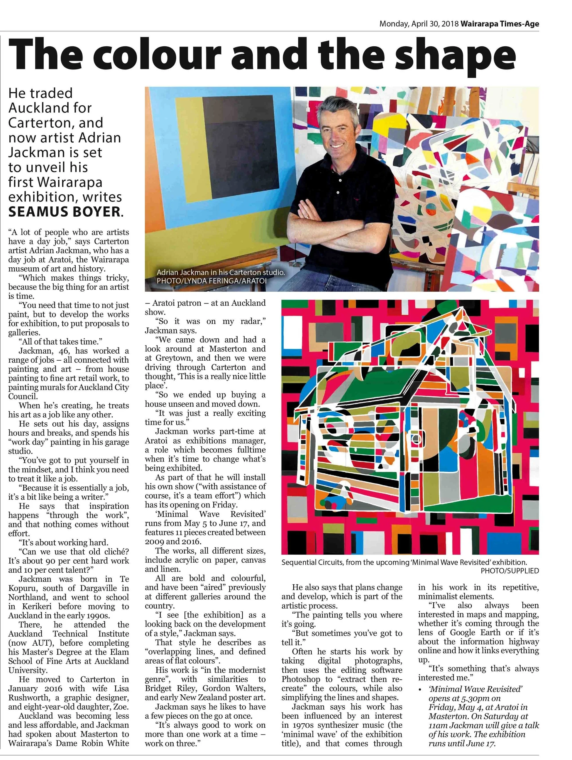    Wairarapa Times Age     by Seamus Boyer , April 2018 