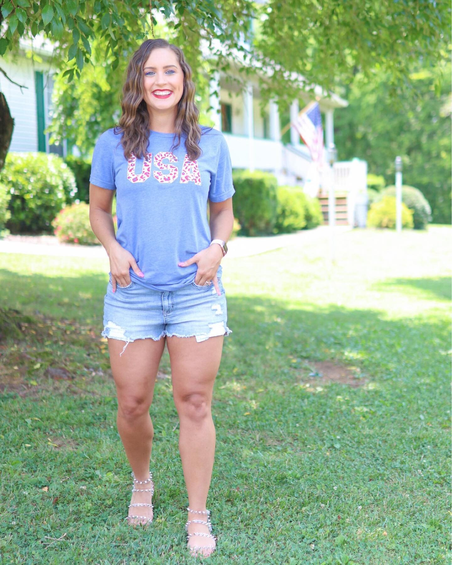 Happy 4th of July!! 🎇
I could have posted a super cute, dressy outfit for the 4th, but this is what I&rsquo;m really wearing with a swim suit underneath. This shirt is from last year and so is the swim suit. Now don&rsquo;t get me wrong, I absolutel