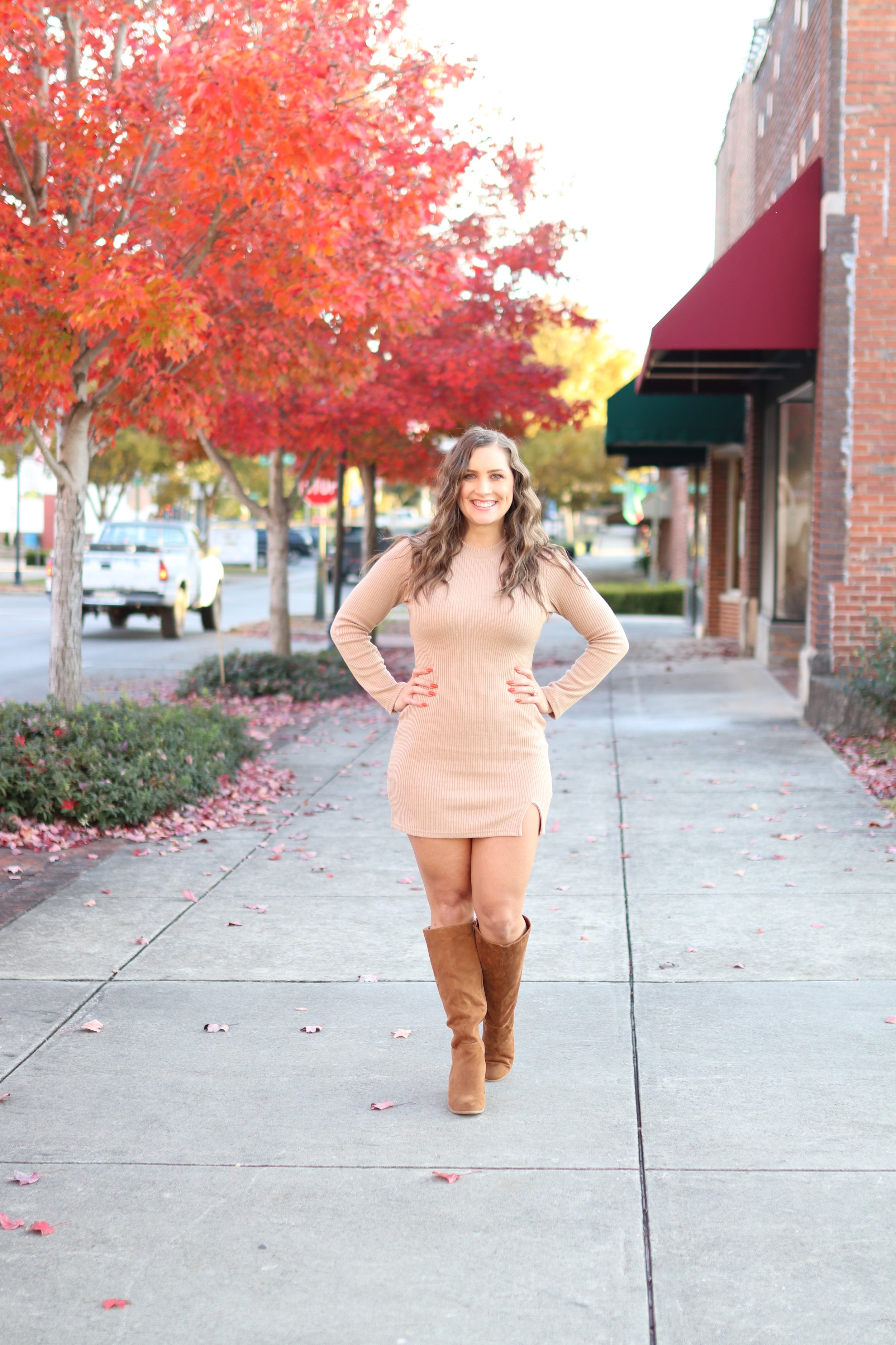 boots with sweater dress