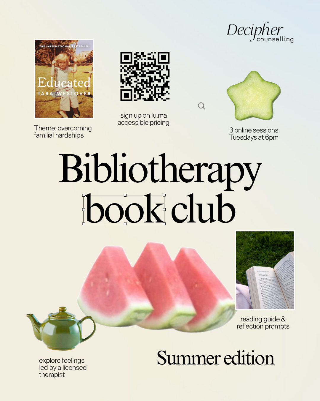 Bibliotherapy Book Club starts June 30th!