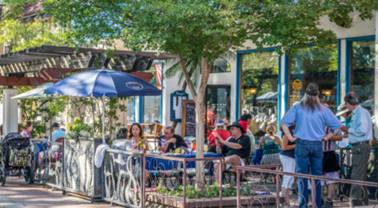 Public Sidewalk Café- Rosy's at the Beach