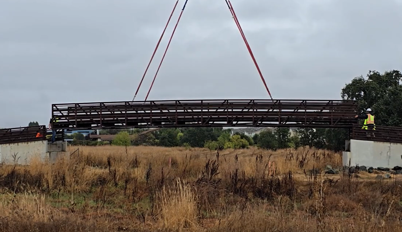 Pedestrian Bridge Relocated to Support Major Flood-Protection Upgrades in Morgan Hill