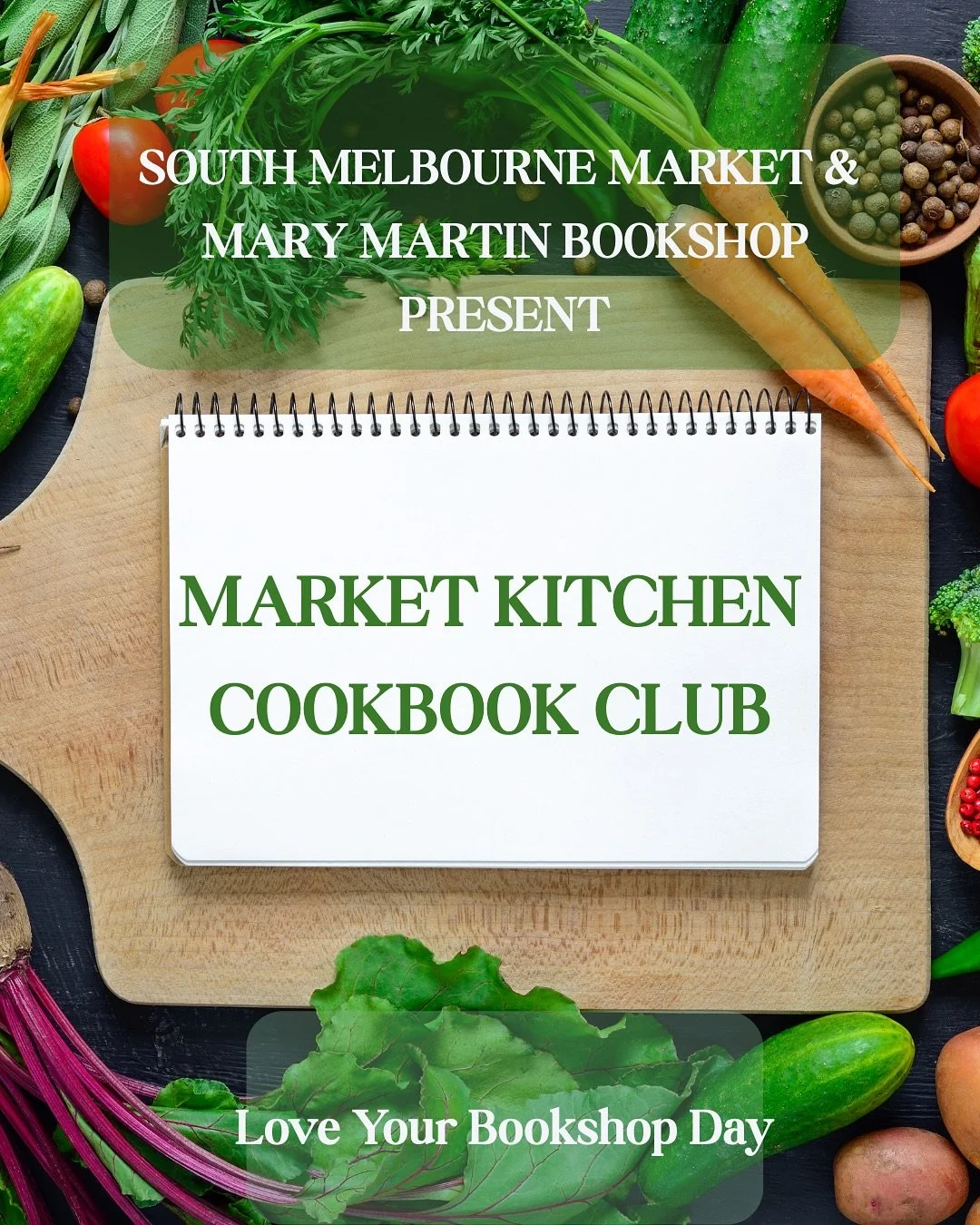 @southmelbournemarket and @marymartinbooks are delighted to announce the launch of the 

MARKET KITCHEN COOKBOOK CLUB!

with live cooking demos, conversations, interactive question and answers from the audience and book signings, we are so happy to b