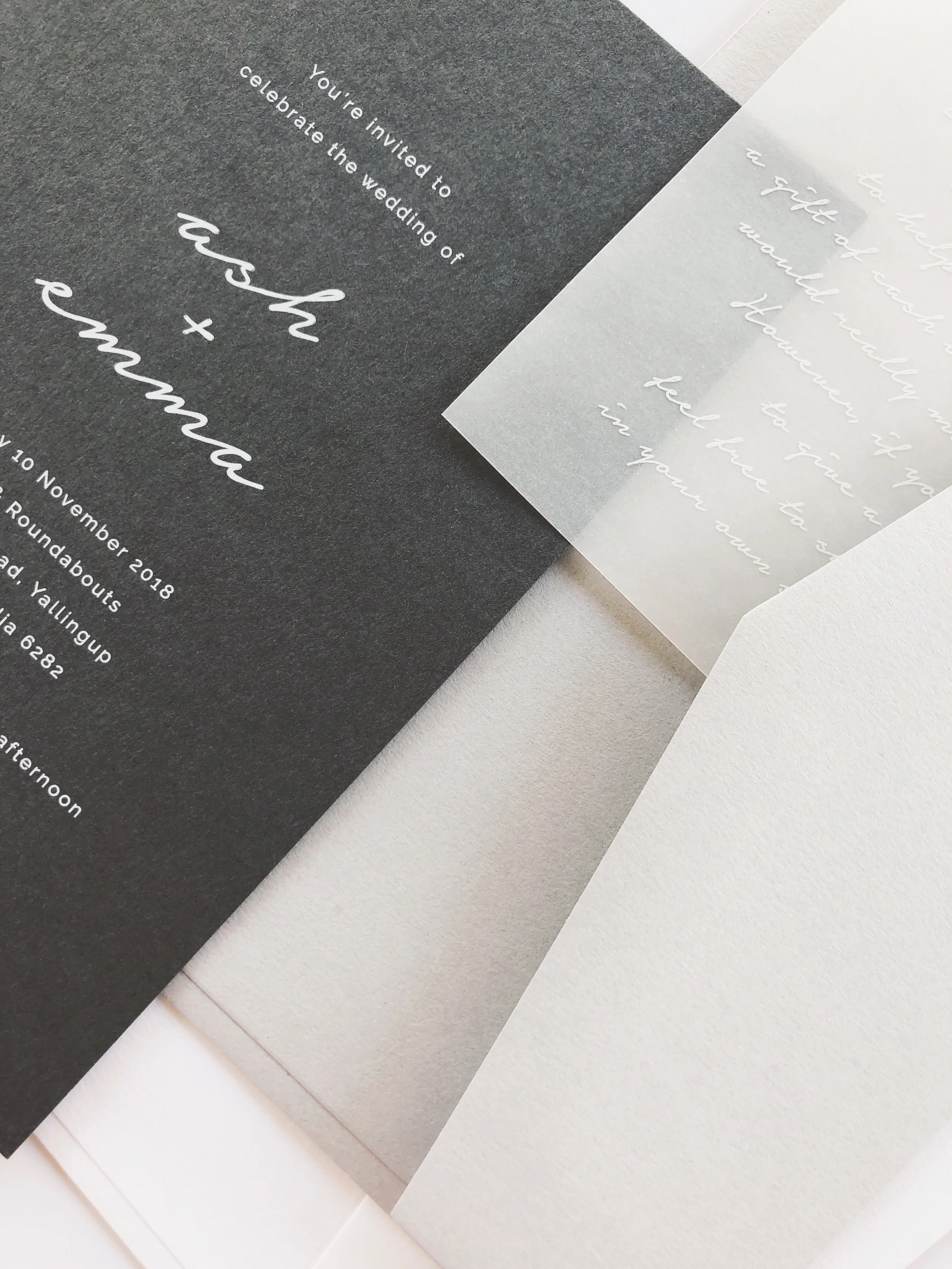 ‘Love Story’ style - White Ink on Cinder + Vellum Wishing Well