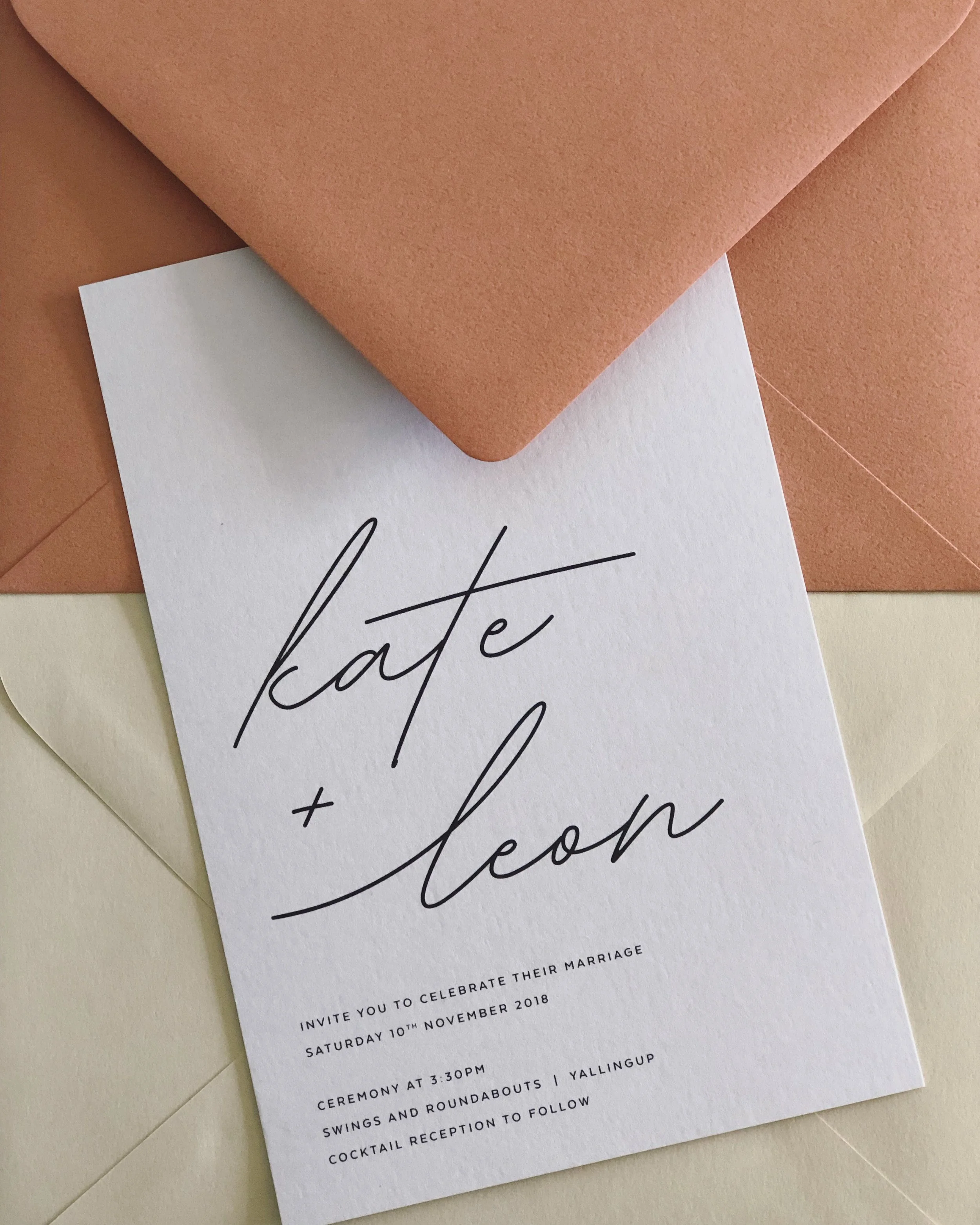 ‘Something New’ - With Terracotta &amp; Almond Envelopes