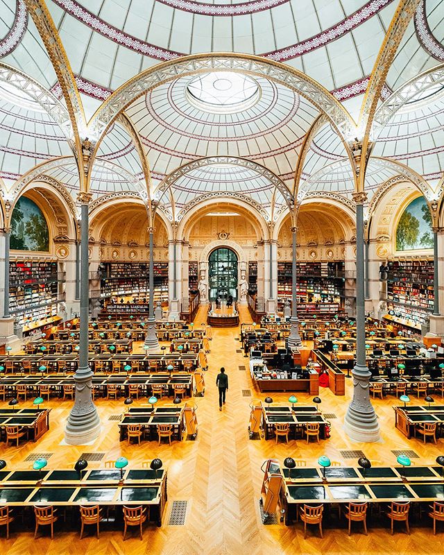 Hidden gem in Paris 💛 Had the chance to visit one of the most beautiful yet underrated libraries in Paris, aka the @inha_fr Library ! This room is called the Labrouste Room and is usually only accessible to specific students and researchers &hellip;