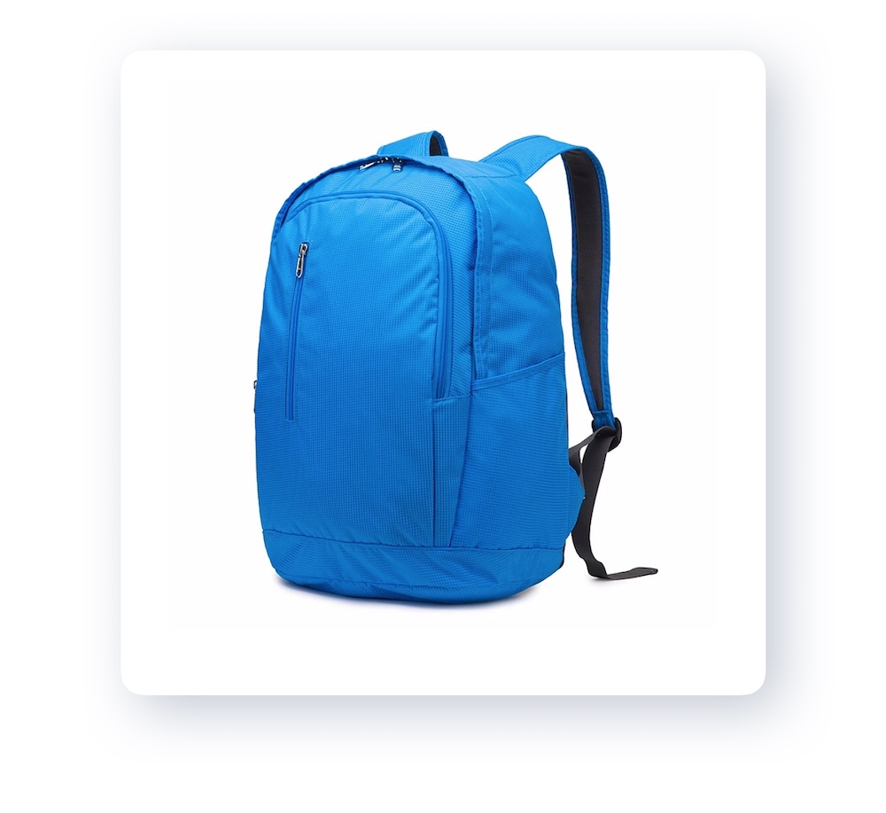 a blue school backpack