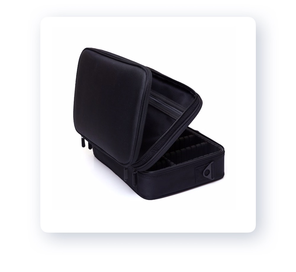 a black cosmetic bag