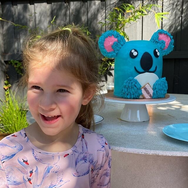 #isobirthday today for my gorgeous Ivy who is now 4! She chose the koala cake from @katherine_sabbath &ldquo;bake Australia great again&rdquo; book. A lot of cake for just us!! Thanks for the joy and good cheer today Ivy girl! xx