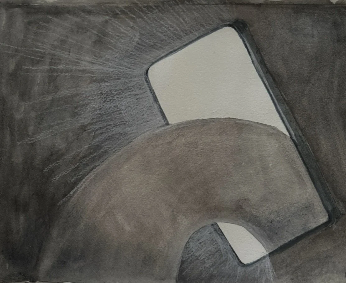 'What Are We Doing?', ink on paper 8x10 inches, 2026. Available [Inquire for Details]