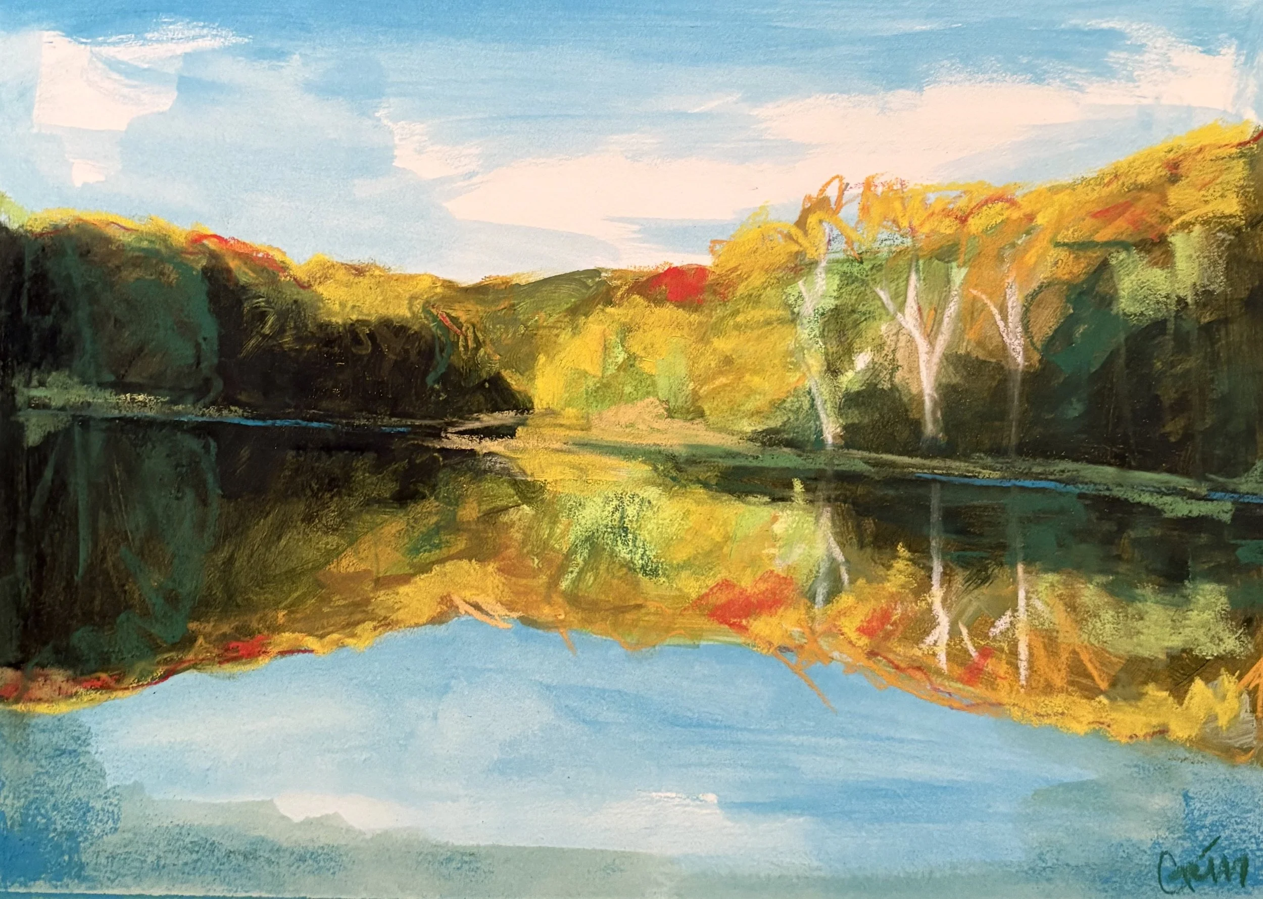 'October on Turkey Hill',  pastel on paper, 10.5x12 inches, 2025. Available [Inquire for Details]