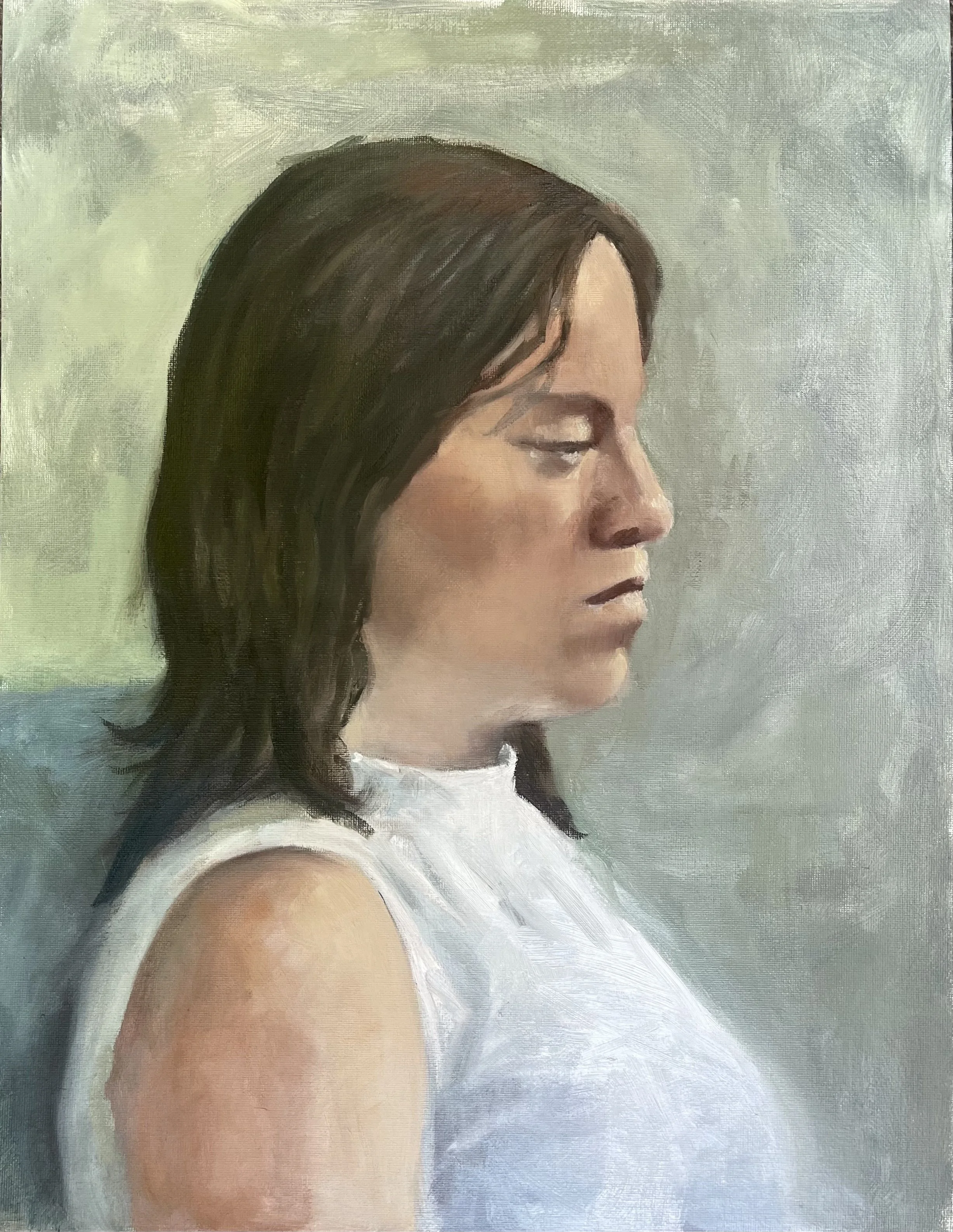 'Johana', oil on canvas board, 14x18 inches, 2025. Available [Inquire for Details]
