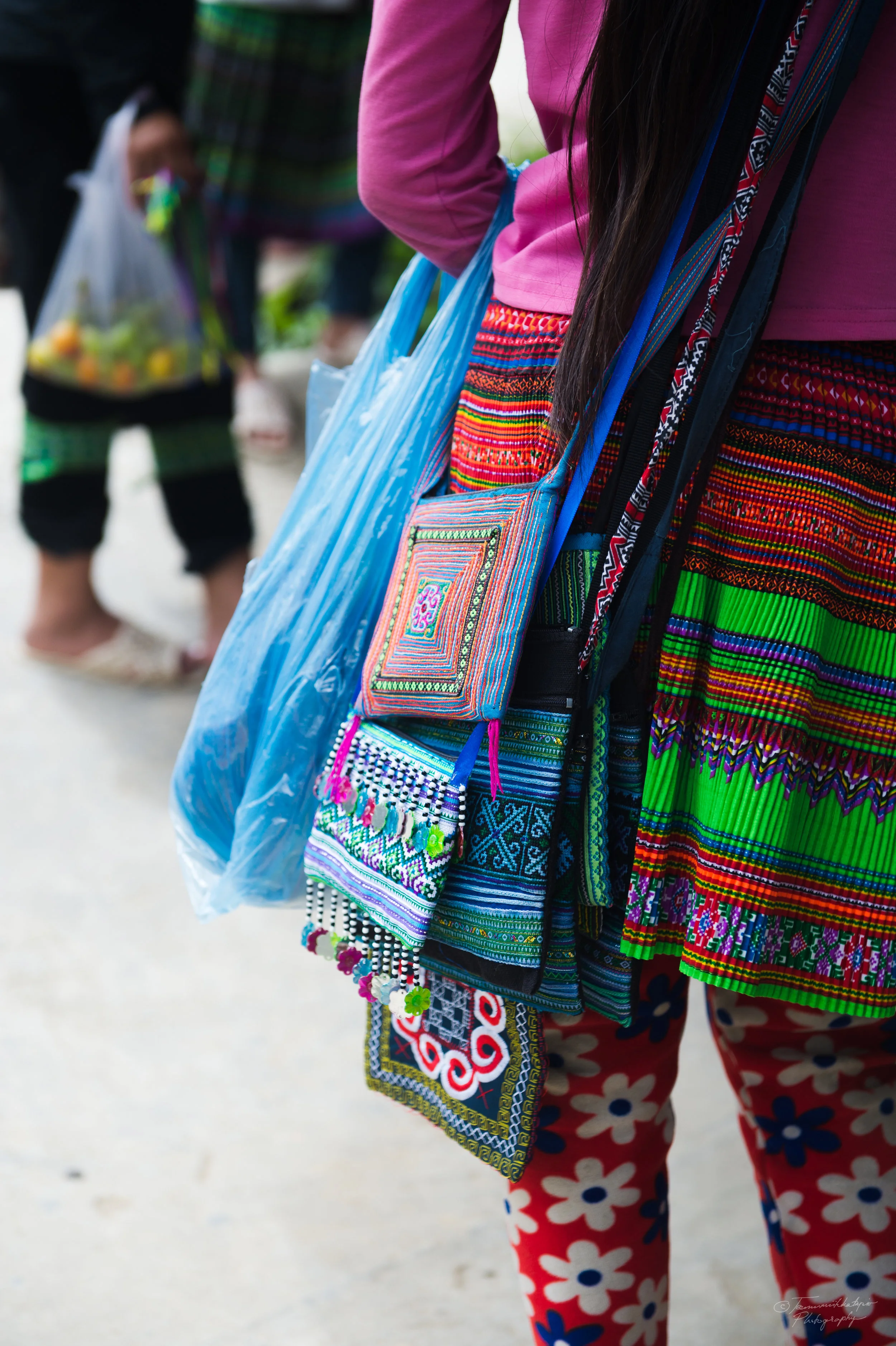 Woman selling her handicrafts.