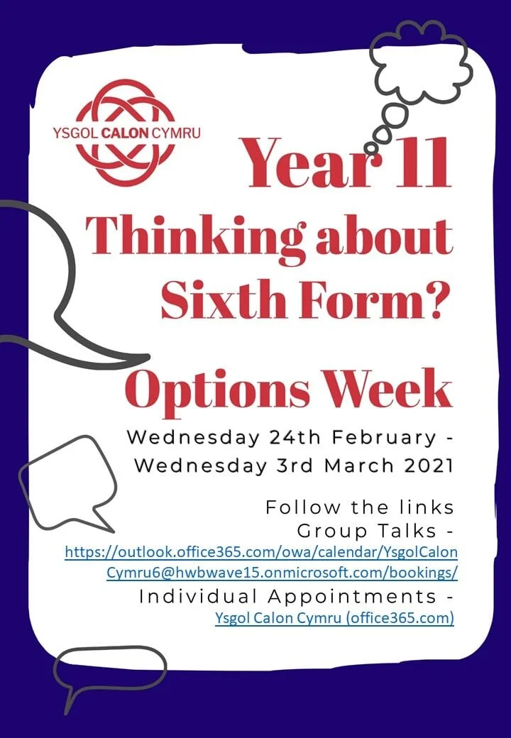 Sixth Form Options Week / Wythnos Opsiynau Chweched Dosbarth