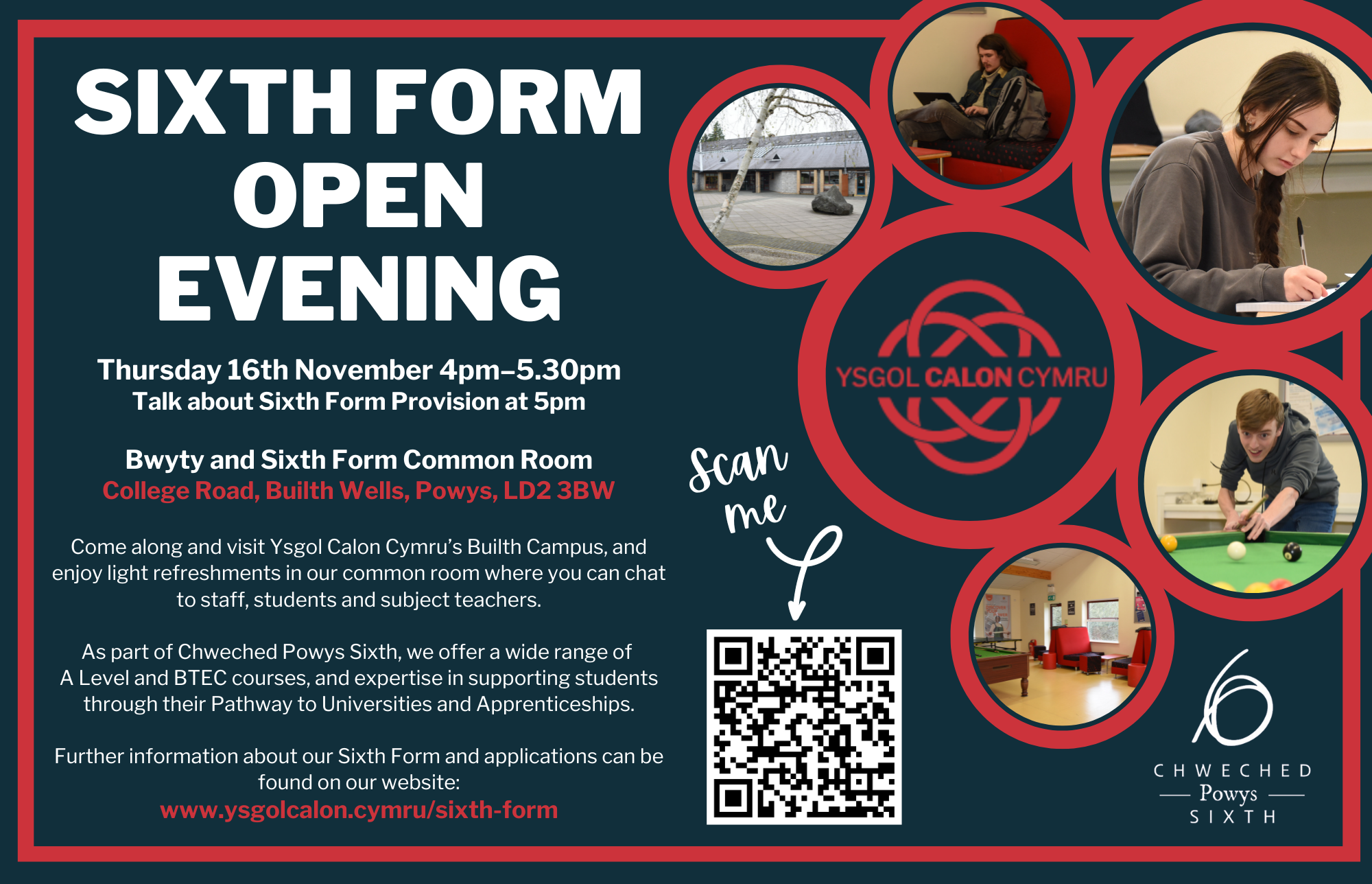 Sixth Form Open Evening / Noson Agored Chweched Dosbarth