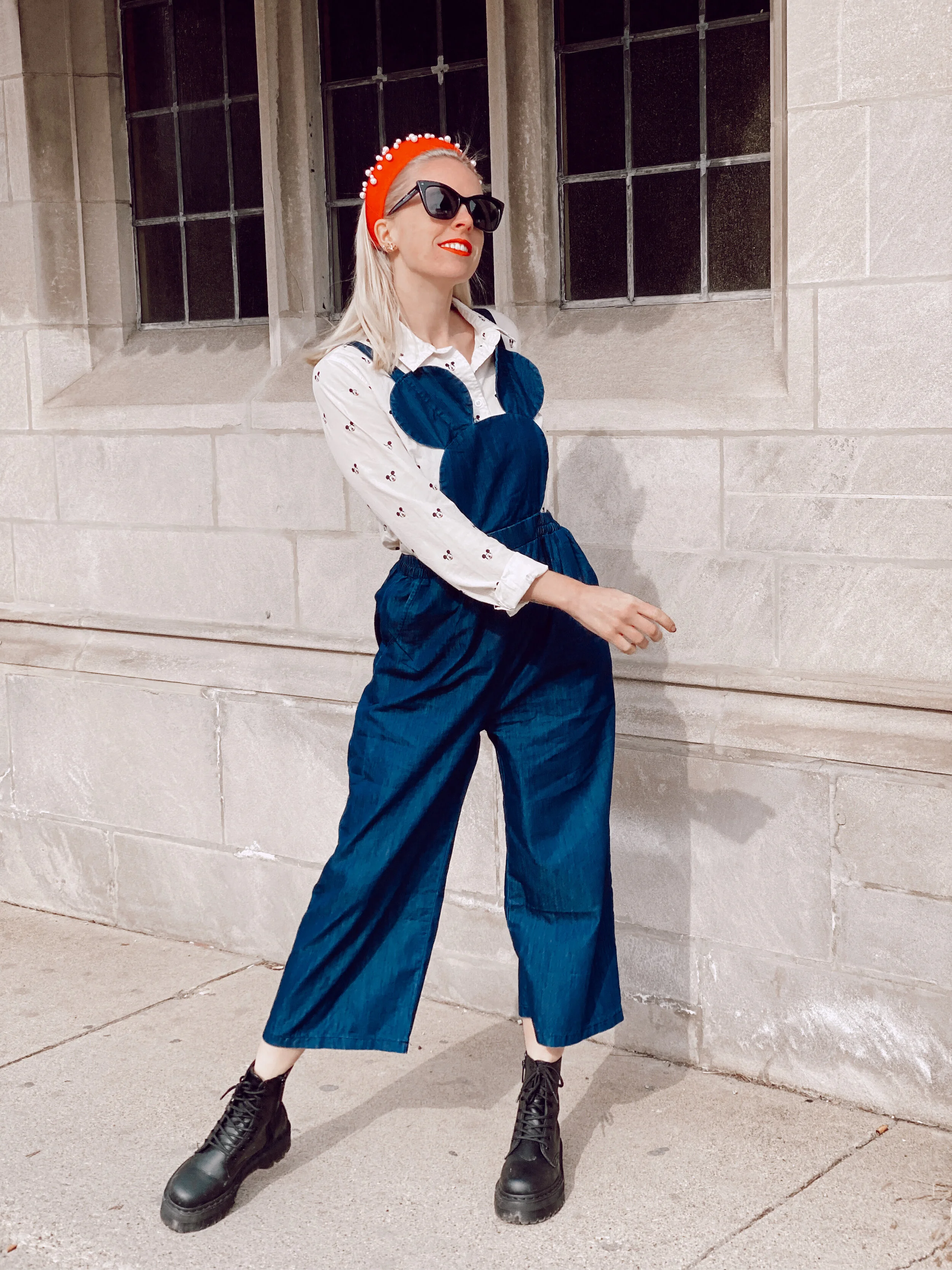 mickey mouse denim overalls