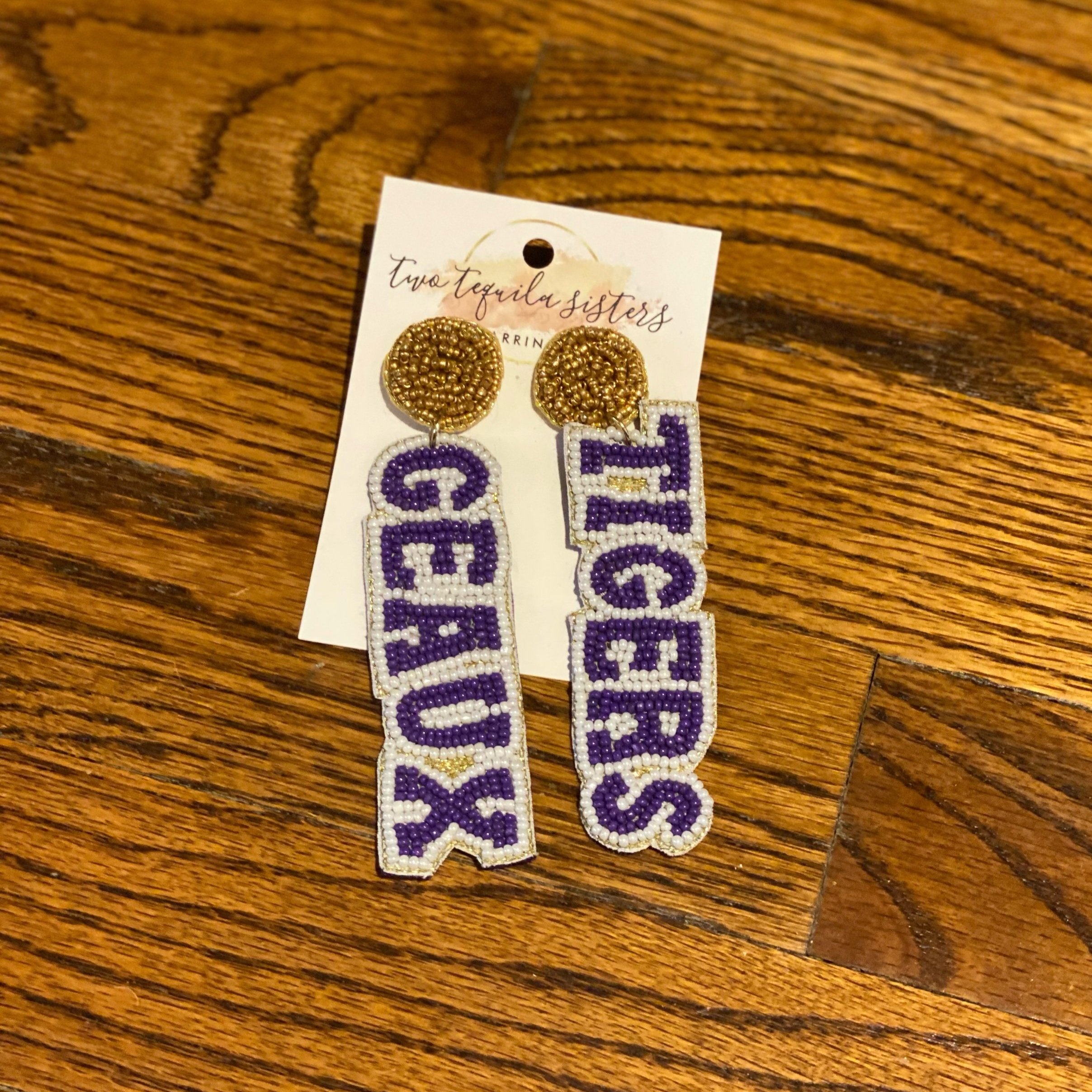 Geaux Tigers Beaded Earrings