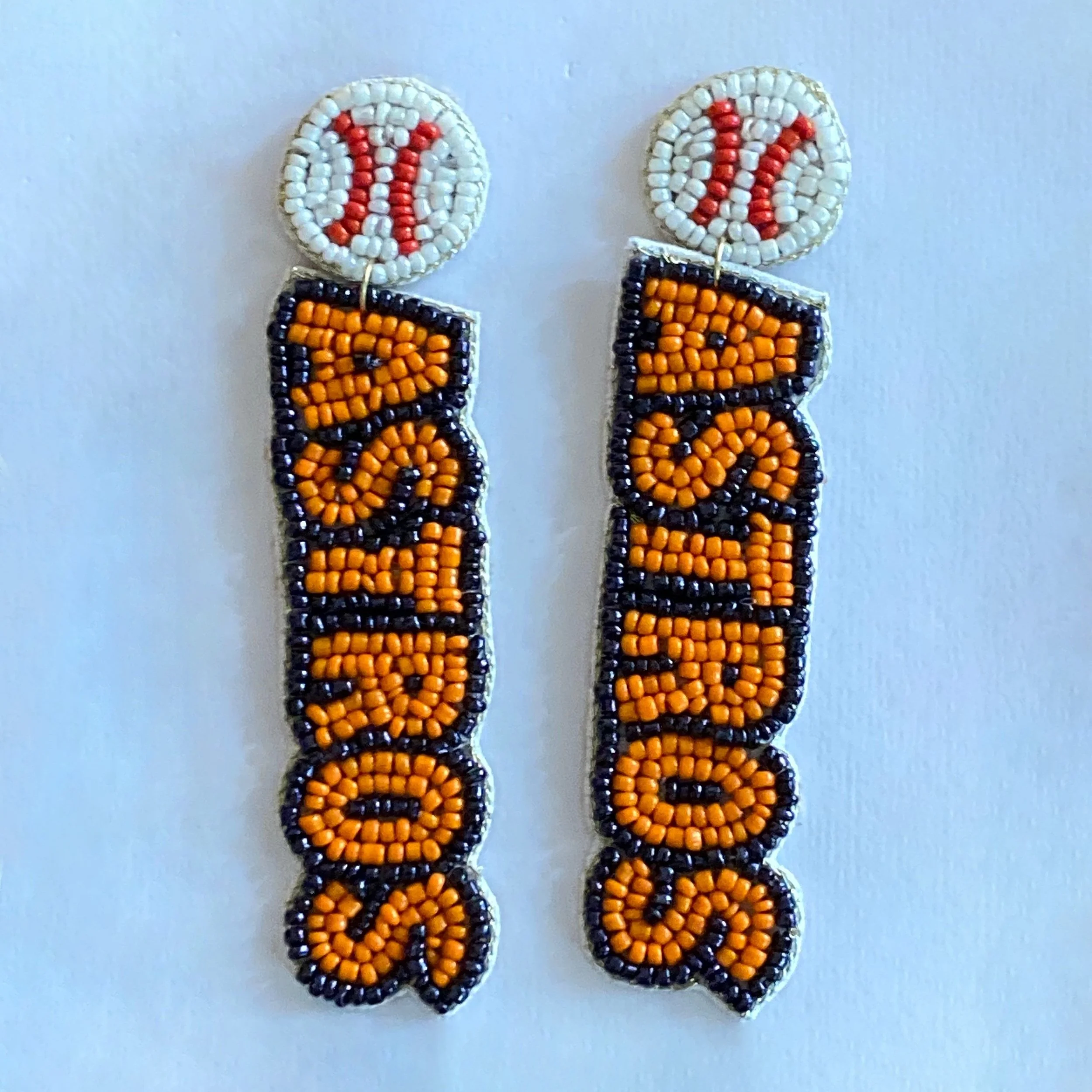 Astros Baseball Beaded Earrings