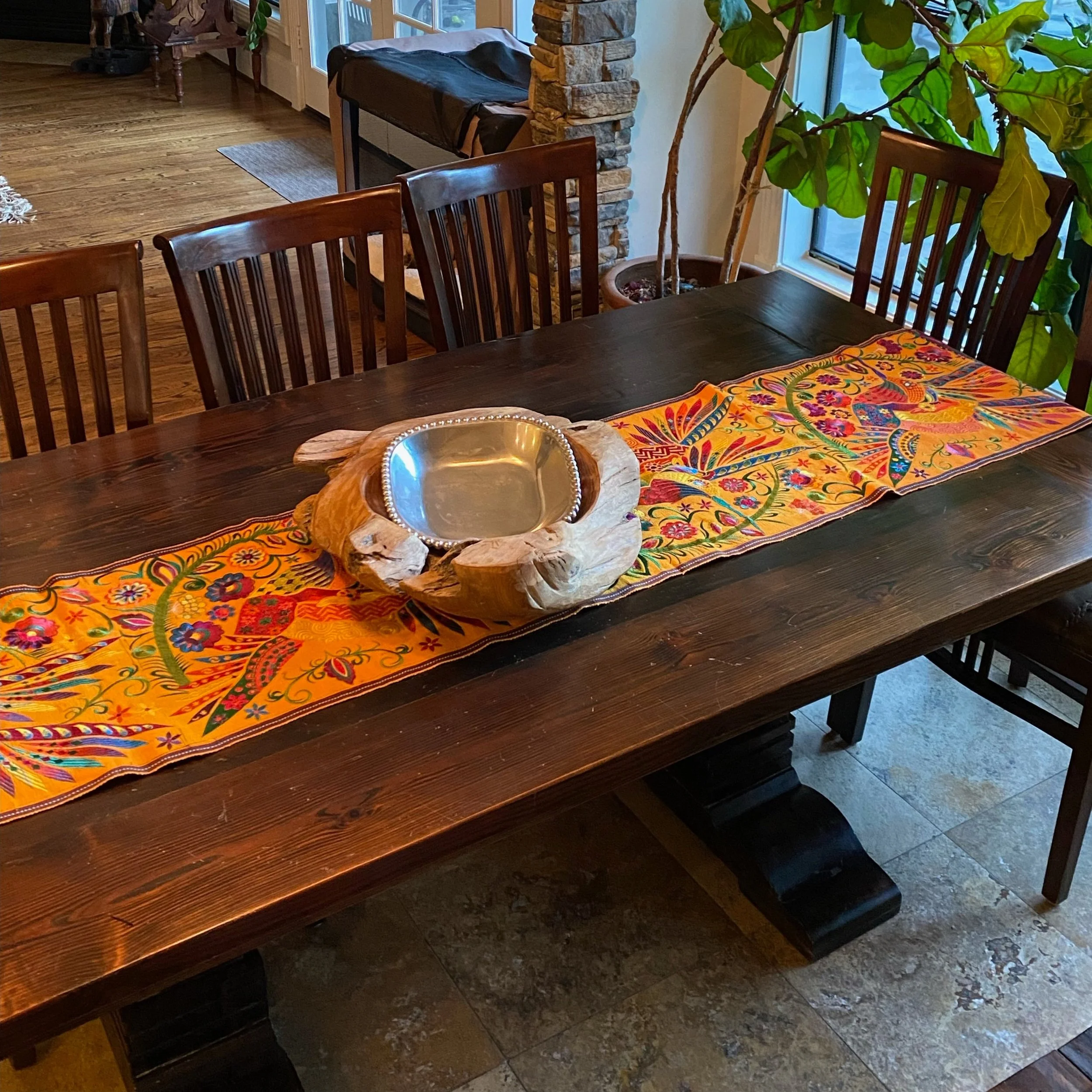 Yellow Guatemalan Hummingbird Table Runner