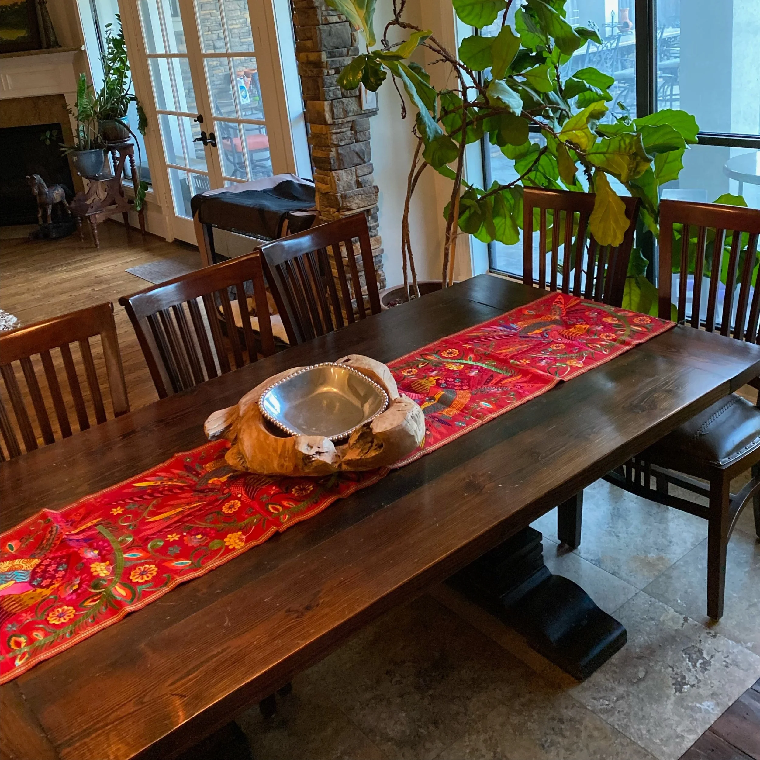 Red Guatemalan Hummingbird Table Runner