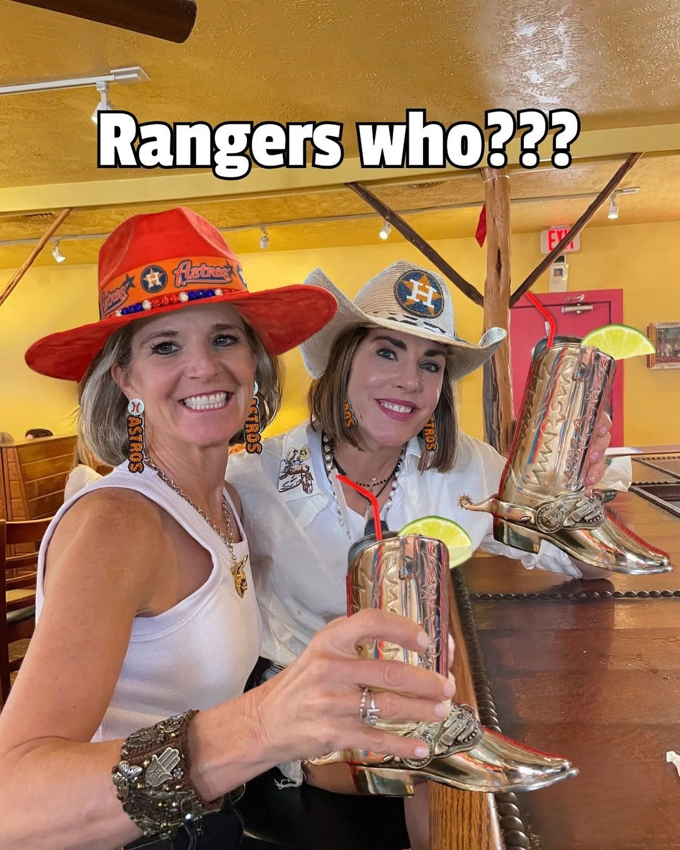 Rangers who? Mariners next. 🫢 The Silver Boot is ours again, &lsquo;Stros sisters!

Whether you&rsquo;re repping H-Town at the ballpark, your local cantina, or just chillin&rsquo; with a margarita in hand, now&rsquo;s the time to show that MLB pride