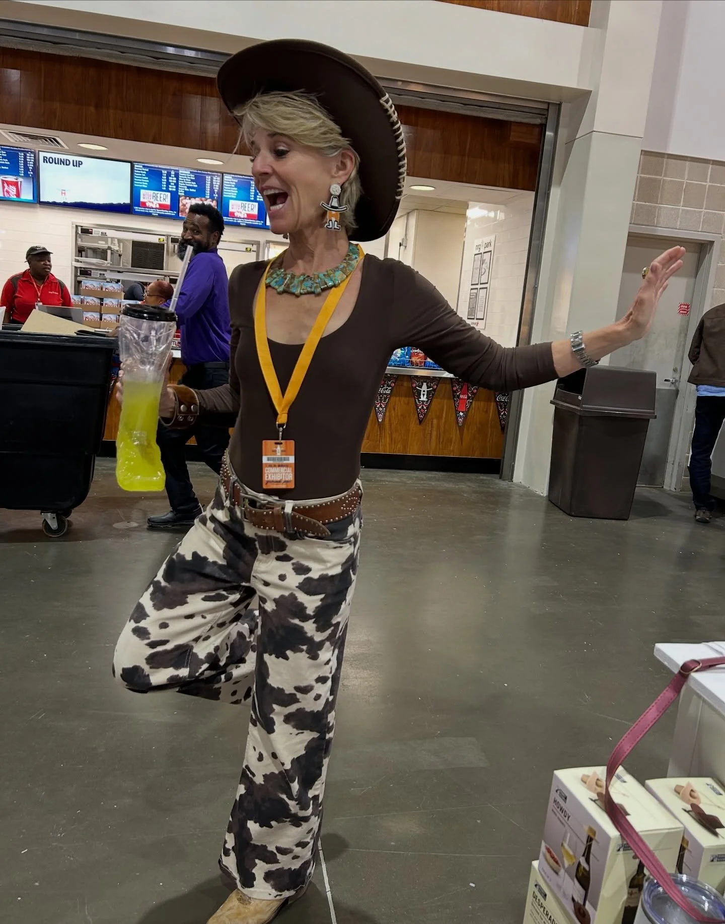 Who wore it better? Swipe for Debbie&rsquo;s rodeo outfit inspo today 😂😍

Meet Woody&rsquo;s alcoholic sister at Booth B1029 for a good time and cute finds till 9 pm!

📍 @rodeohouston 
🐝 @thehivepopup 

#YouveGotAFriendInTequila #TwoTequilaSister