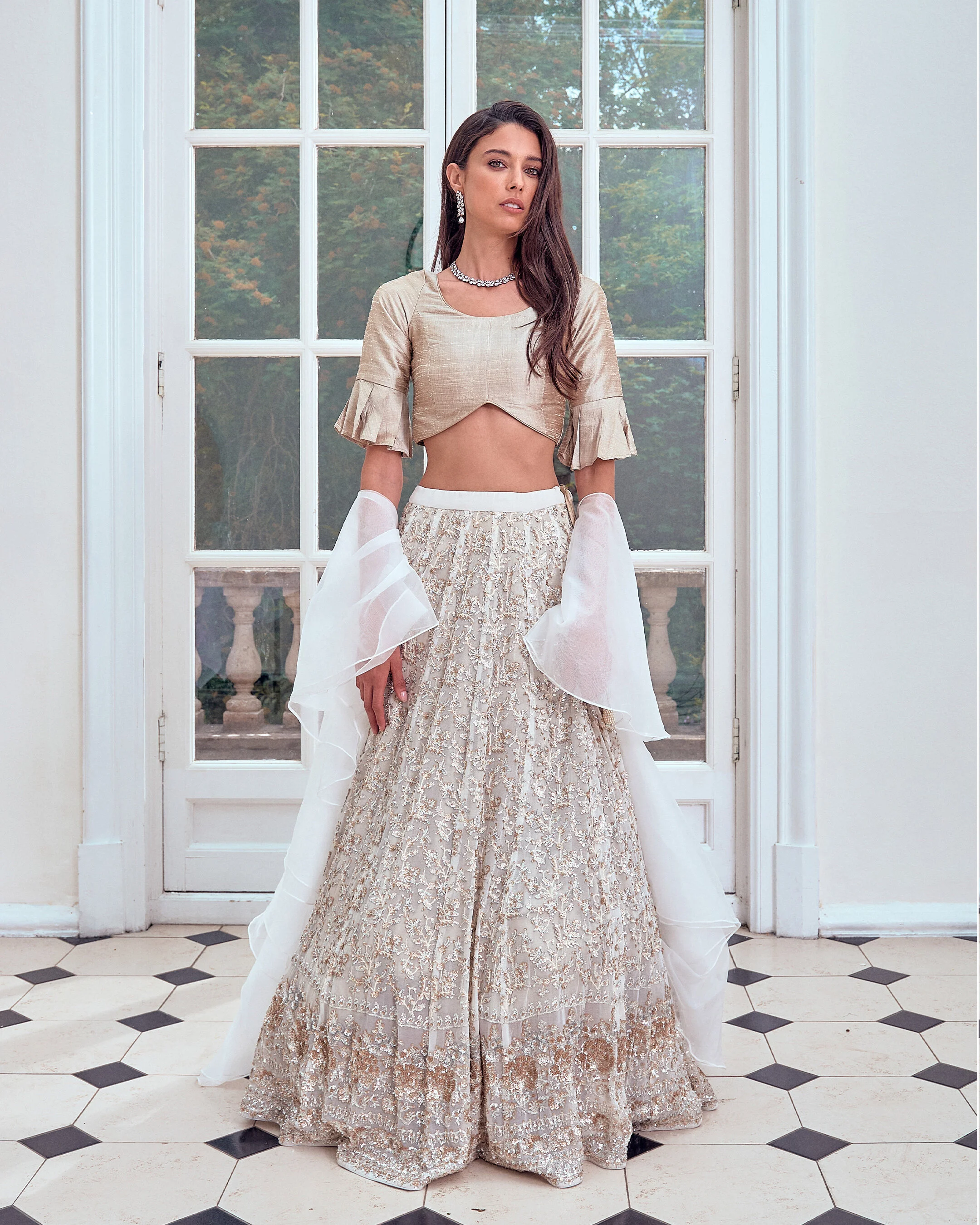 silver lengha