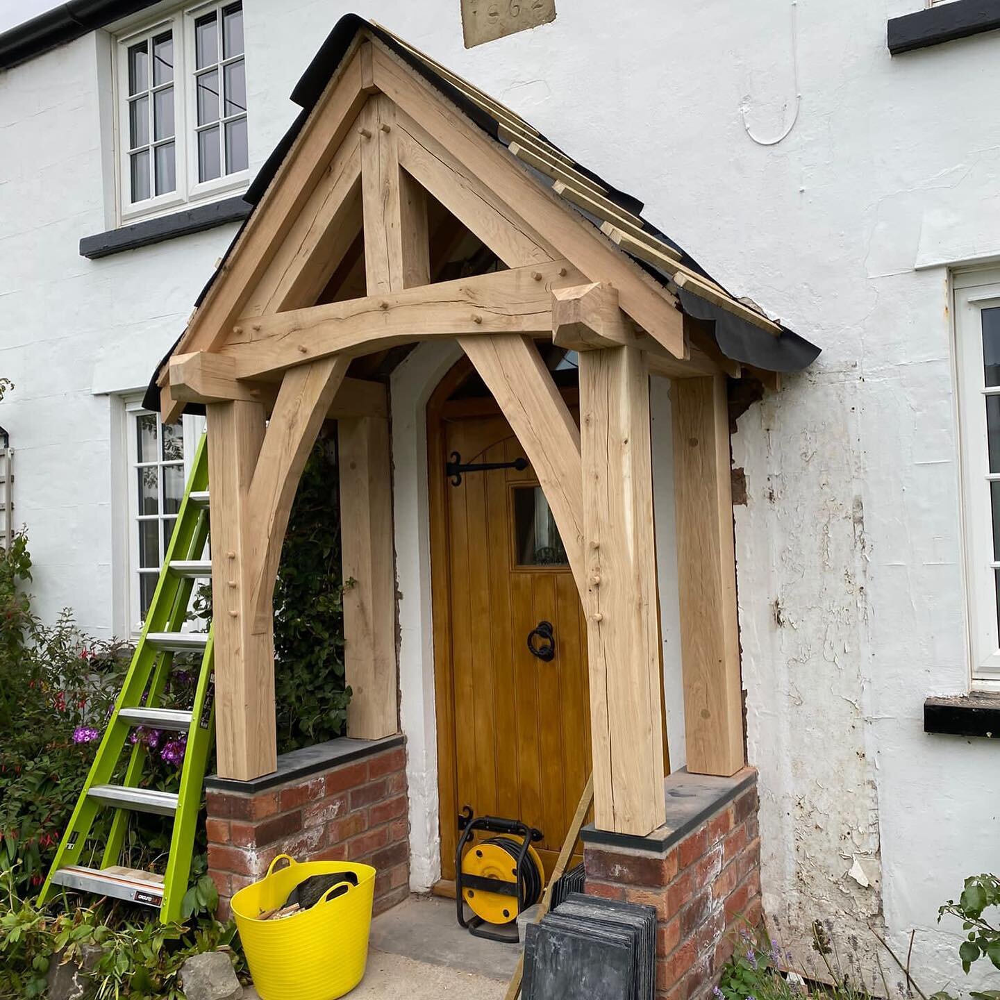 Day 1 on site, very please with this oak porch. Just the roof to finish off tomorrow.