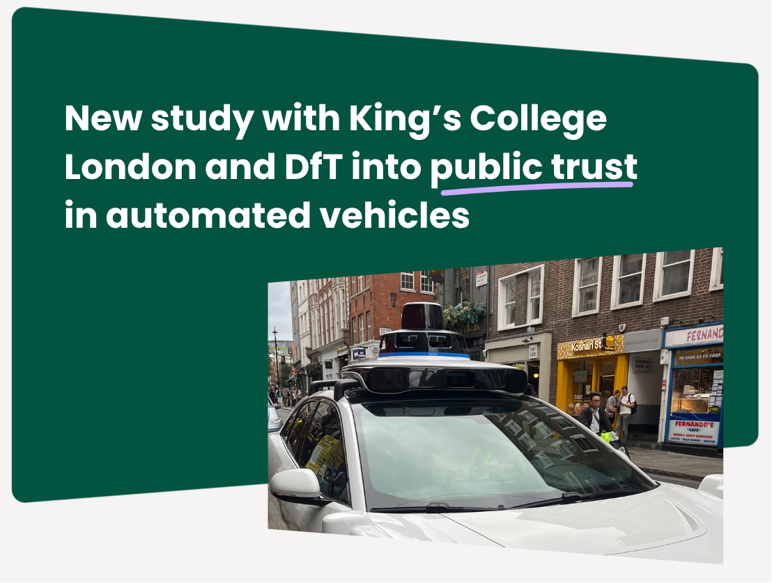 DG Cities partners with King’s College London and DfT on national AV trust study