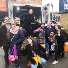 The minibus was tightly packed with flight cases full of lights not to mention us lot!