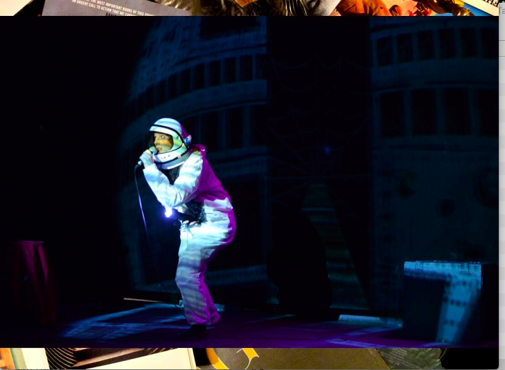 Production still from the play “No One Receiving” at Buddies in Bad Times Theatre, 2014, by photographer Guntar Kravis