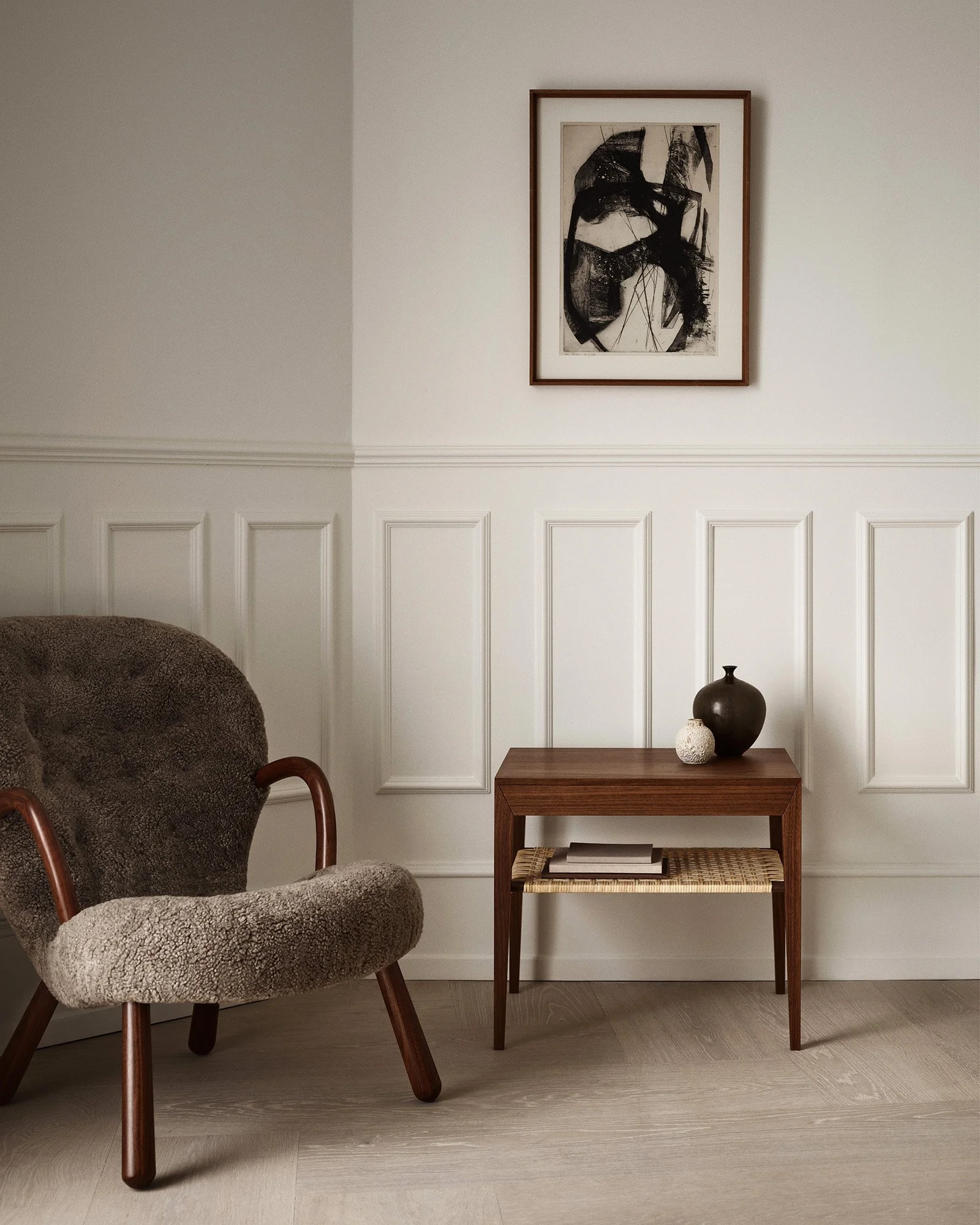 Dagmar Model 35 Bedside Table - Cane Shelf