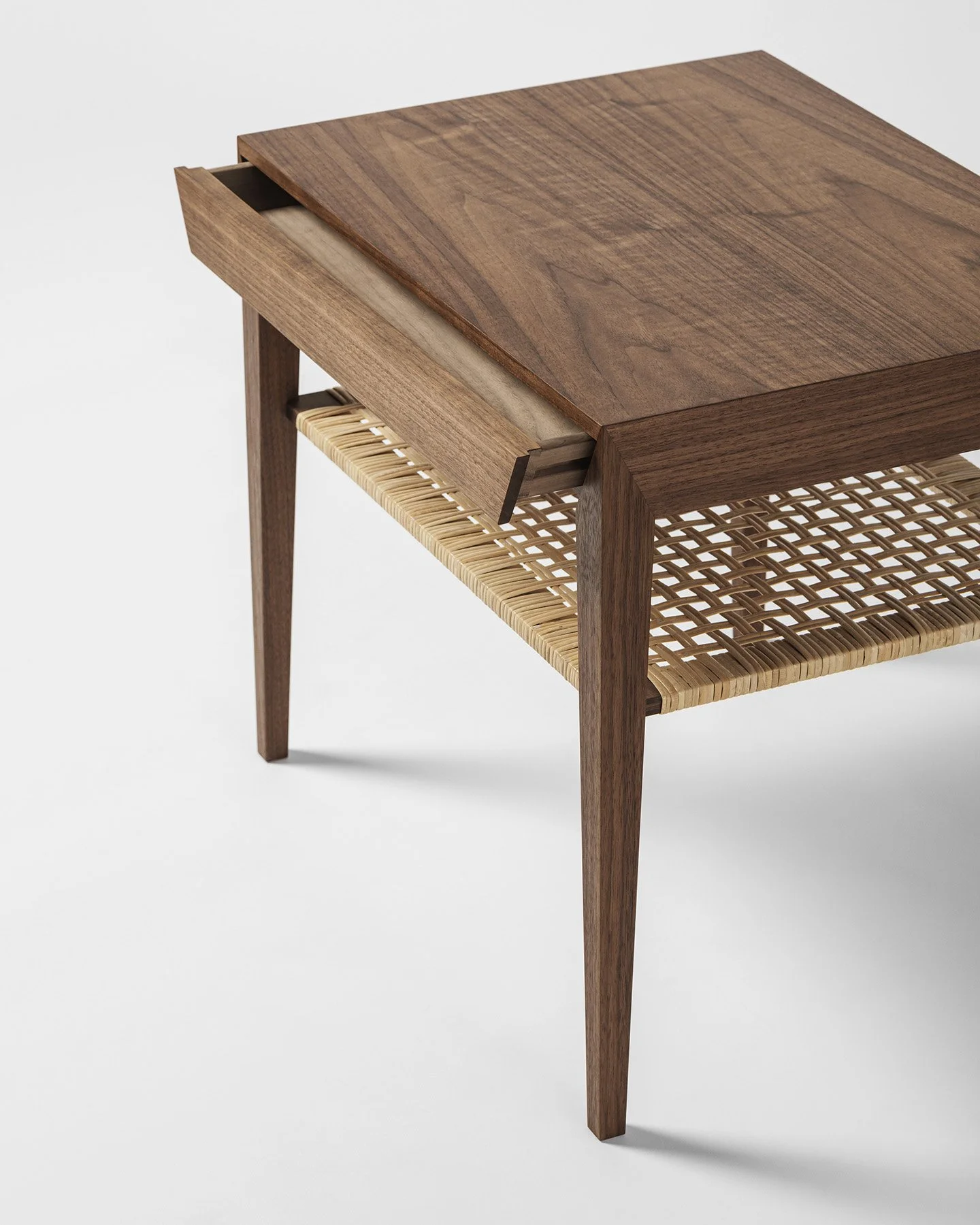 Dagmar Model 35 Bedside Table - Cane Shelf