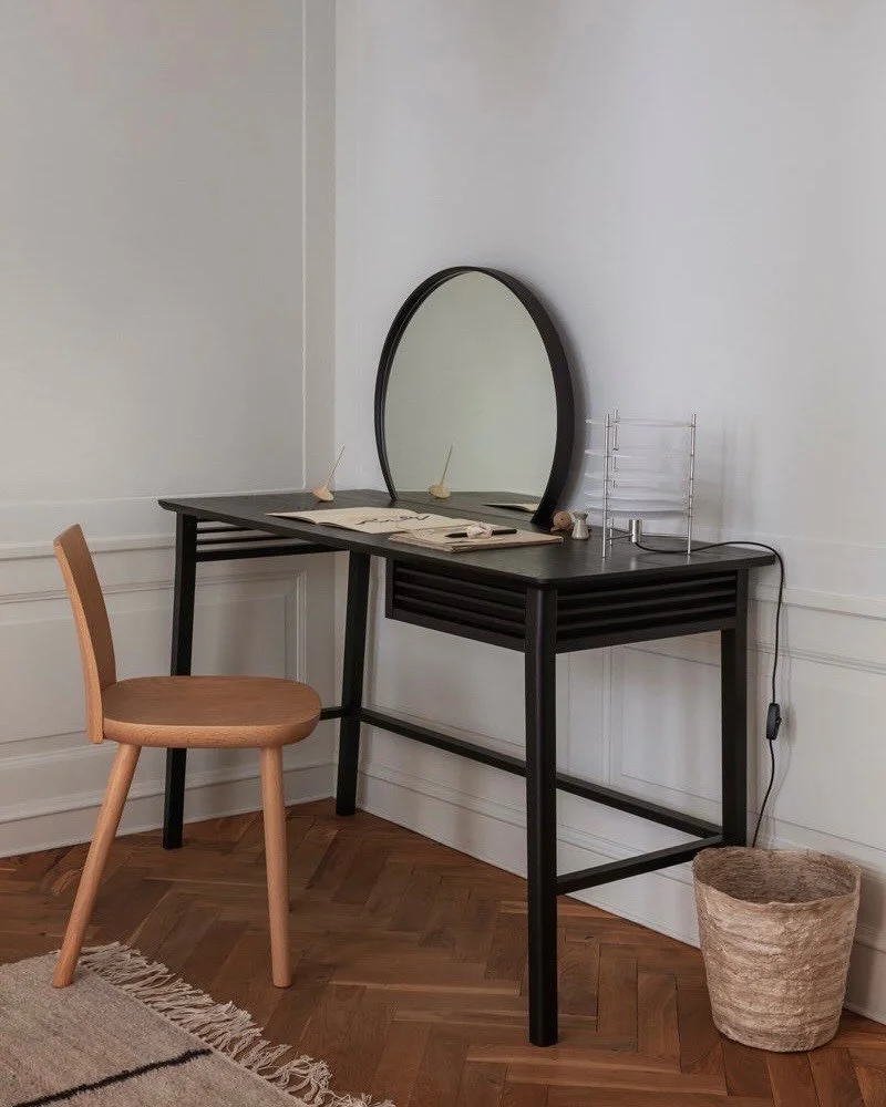 The Hinode Dressing Table designed by Monica F&ouml;rster and produced by @ariakecollection. Hinode, which translates to &ldquo;sunrise&ldquo; in Japanese, is a dressing table that encapsulates the minimalistic and poetic essence shared by Scandinavi