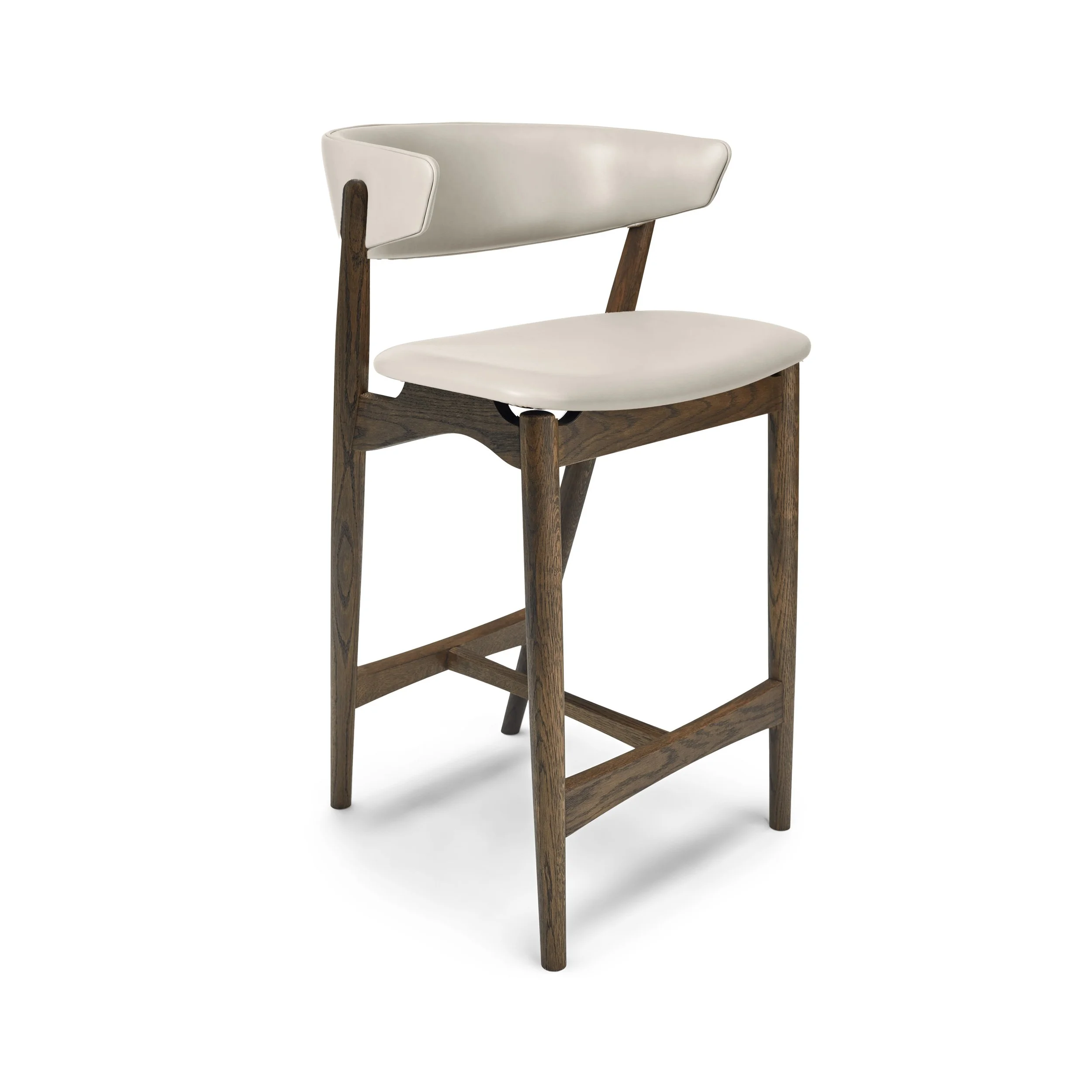 Sibast Bar Stool 65 cm Oak Dark Oil Leather Light Grey