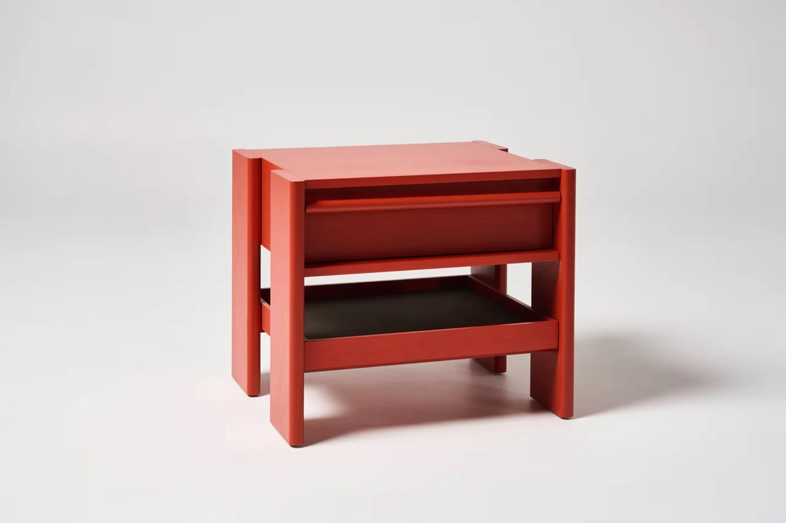 The Studio Side Table in campari timber