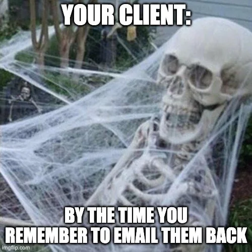 Your client by the time you remember to email them back