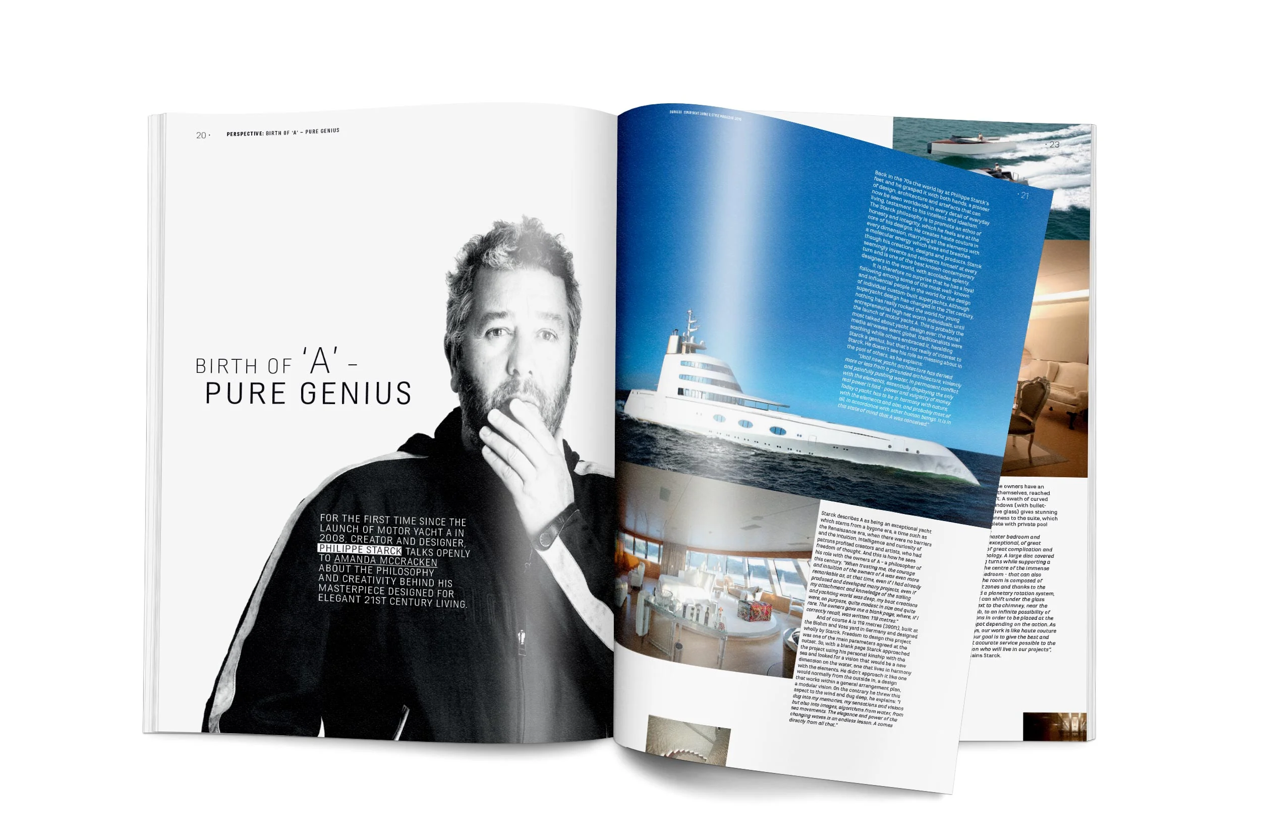 philippe starck superyacht article in perspective magazine.
