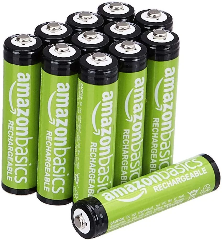 Amazon Basics 12-Pack AAA Performance 800 mAh Rechargeable Batteries, Pre-Charged