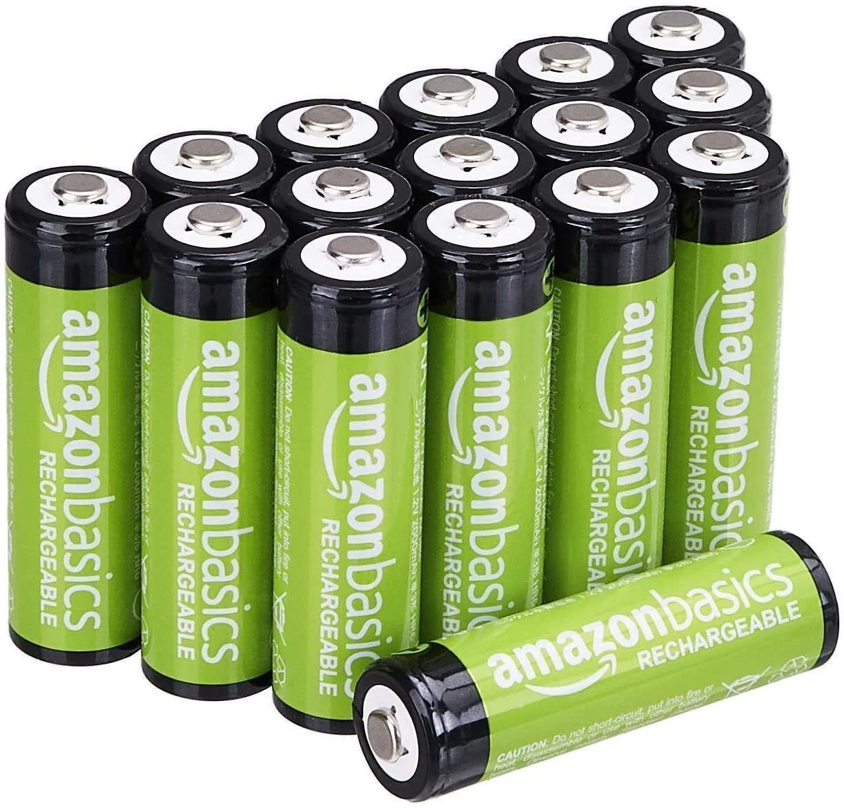 AA Rechargeable Batteries, Amazon Basics 16-Pack, Performance 2,000 mAh Battery, Pre-Charged