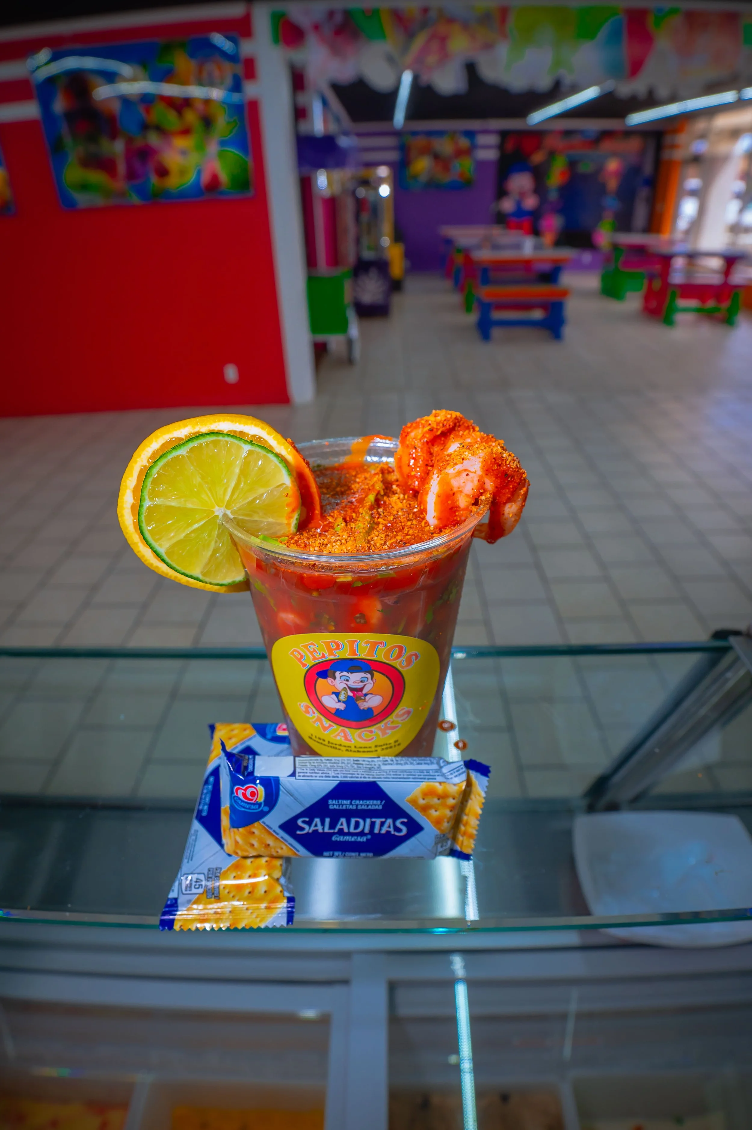 Pulp and shrimp ceviche at pepitos snacks in huntsville alabama