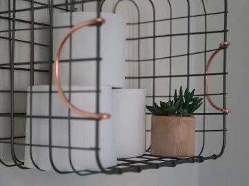 How to Turn Wire Baskets into Bathroom Storage Shelves 