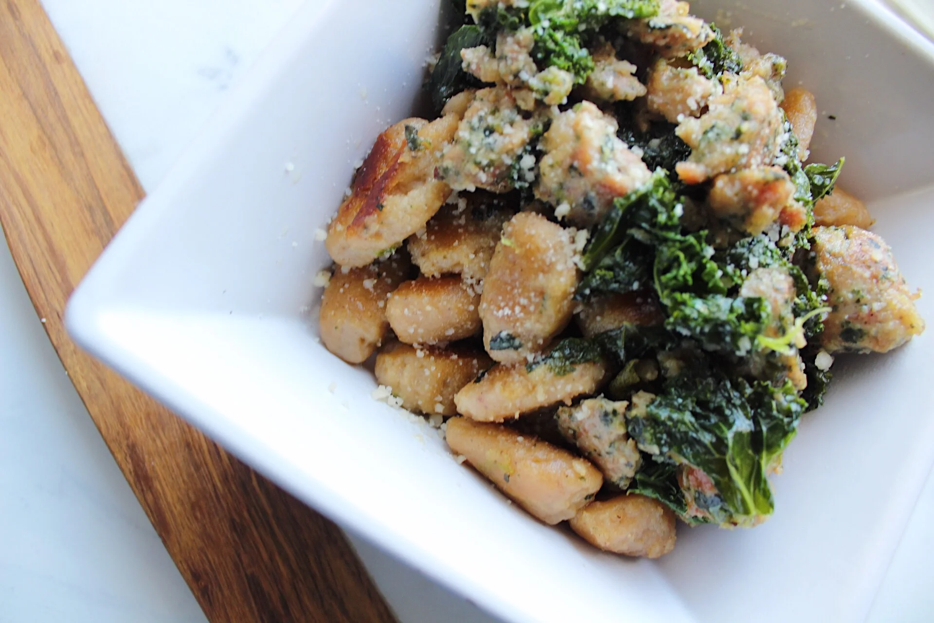 Sweet Potato Gnocchi in Brown Butter Sage Sauce with Chicken Sausage & Kale