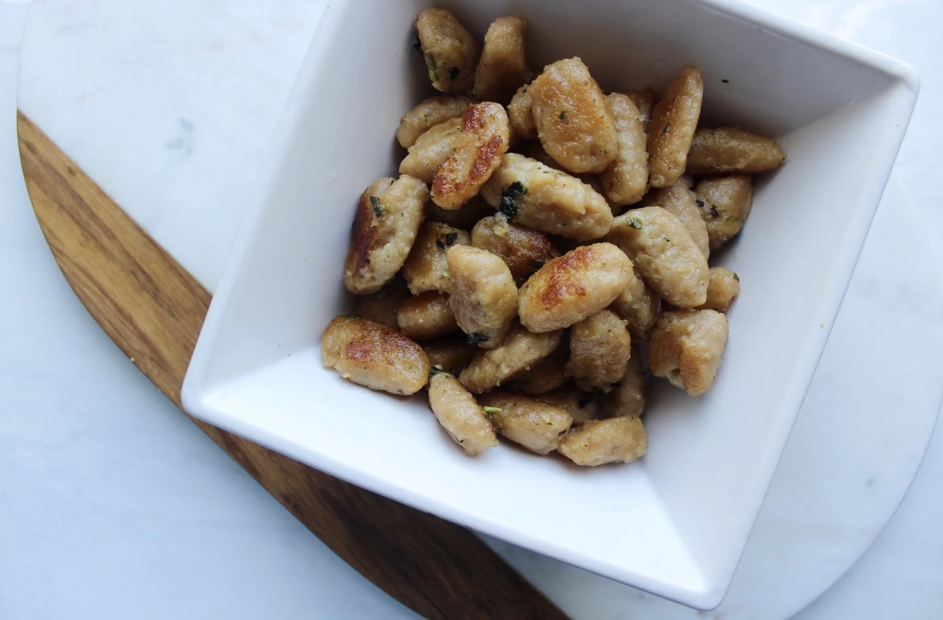 browned sweet potato gnocchi